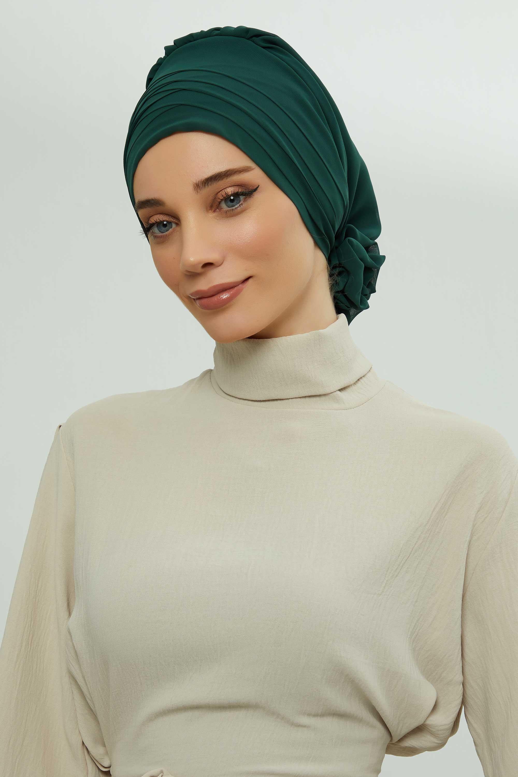 Çapraz Dikim Tasarım Şifon Hazır Türban,HT-30