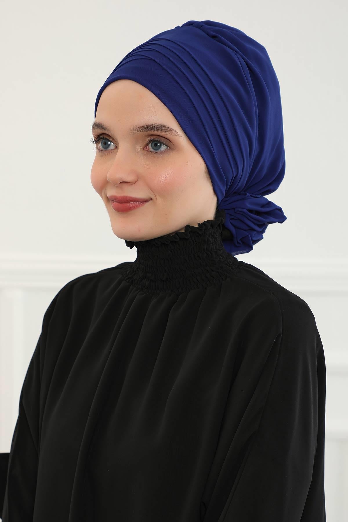 Çapraz Dikim Tasarım Şifon Hazır Türban,HT-30