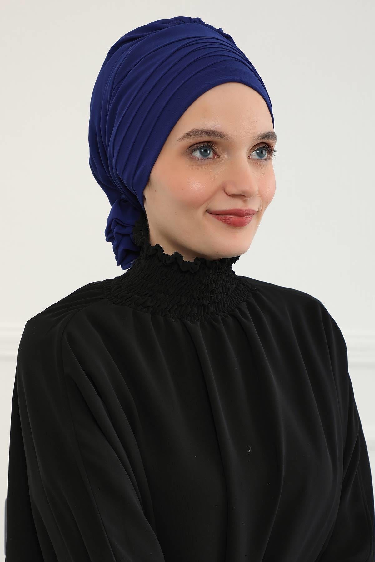 Çapraz Dikim Tasarım Şifon Hazır Türban,HT-30