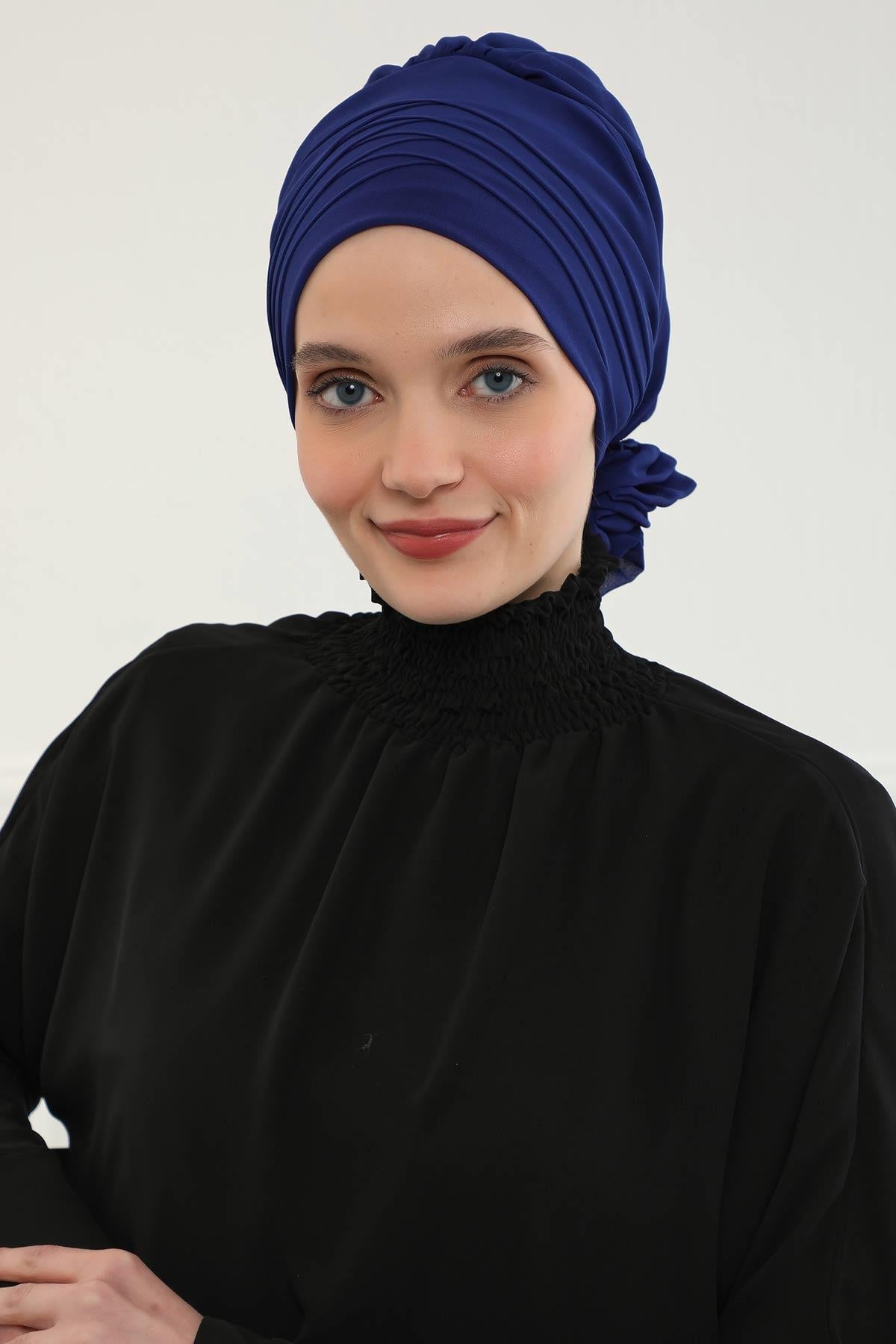 Çapraz Dikim Tasarım Şifon Hazır Türban,HT-30