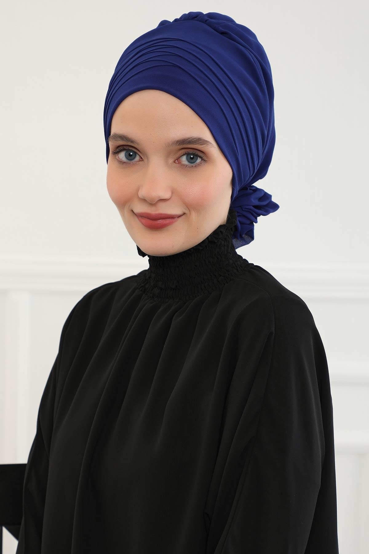 Çapraz Dikim Tasarım Şifon Hazır Türban,HT-30