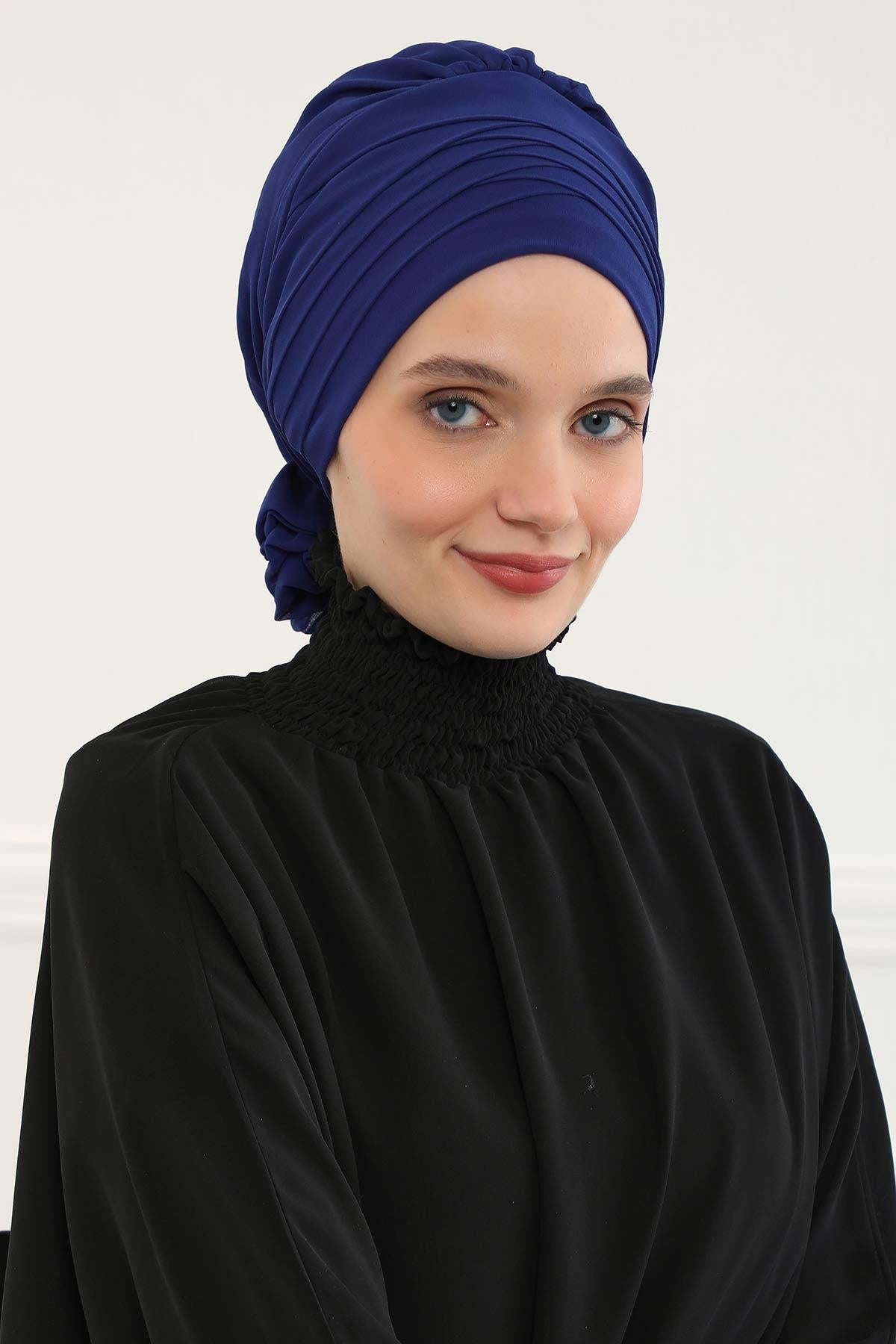 Çapraz Dikim Tasarım Şifon Hazır Türban,HT-30