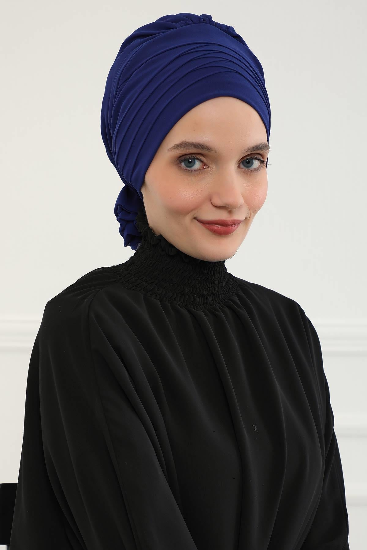 Çapraz Dikim Tasarım Şifon Hazır Türban,HT-30