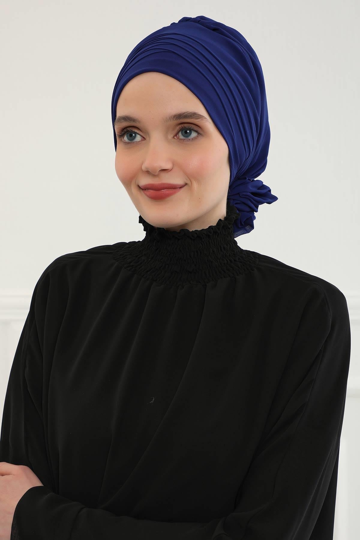 Çapraz Dikim Tasarım Şifon Hazır Türban,HT-30