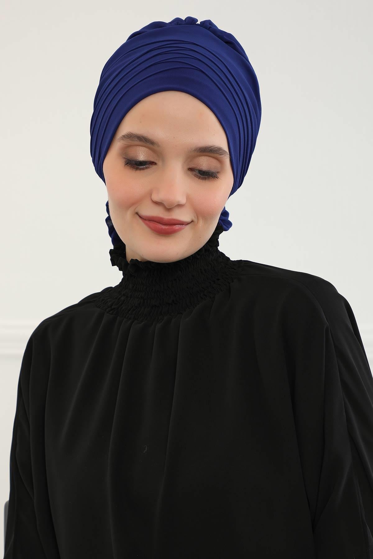Çapraz Dikim Tasarım Şifon Hazır Türban,HT-30