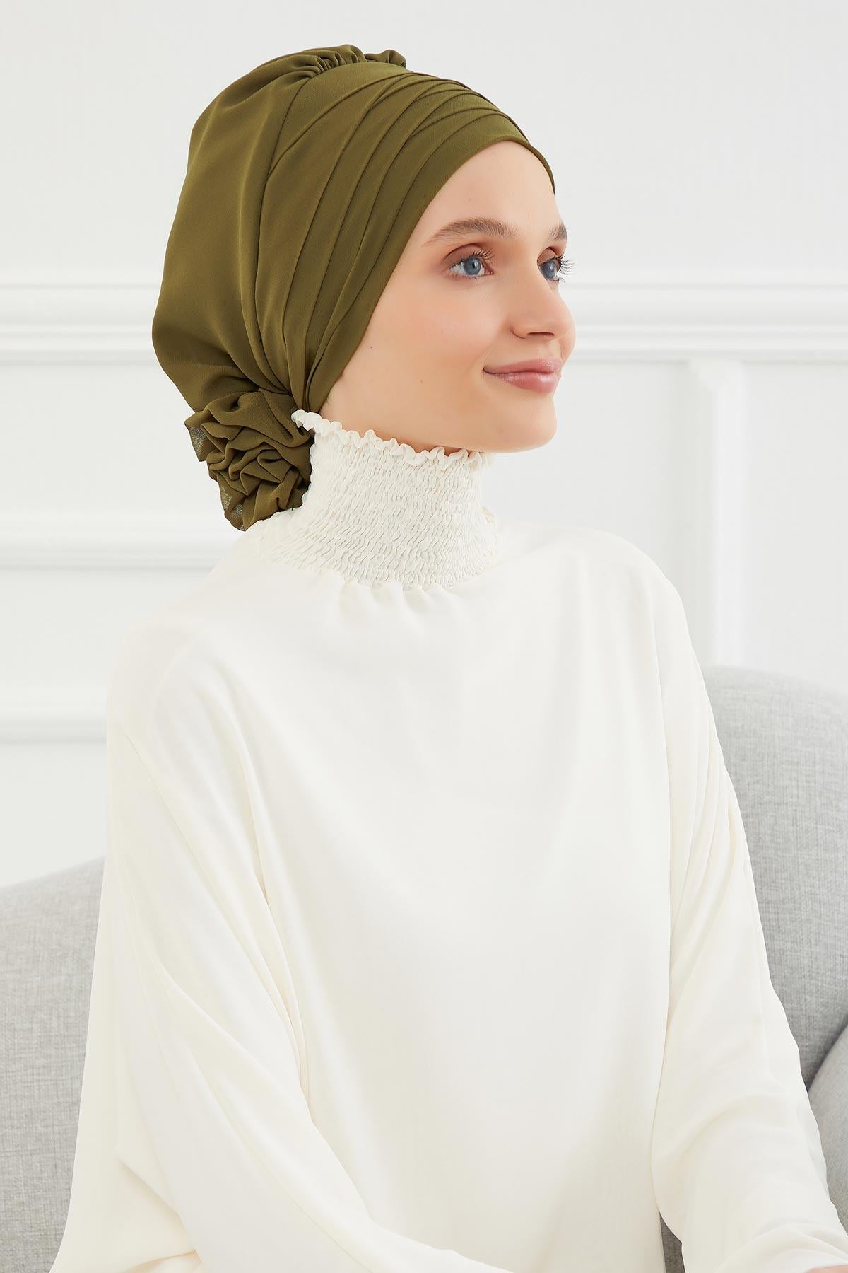 Çapraz Dikim Tasarım Şifon Hazır Türban,HT-30
