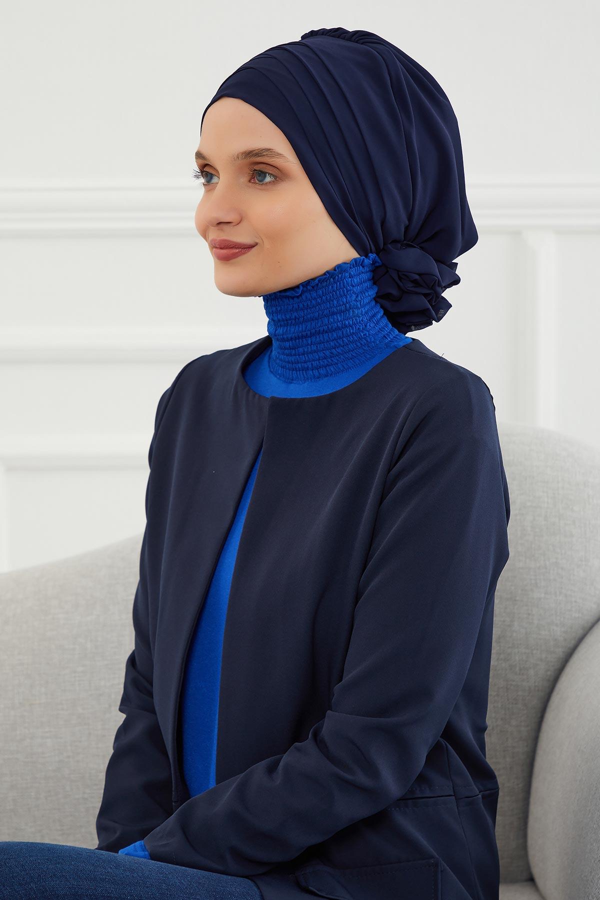 Çapraz Dikim Tasarım Şifon Hazır Türban,HT-30