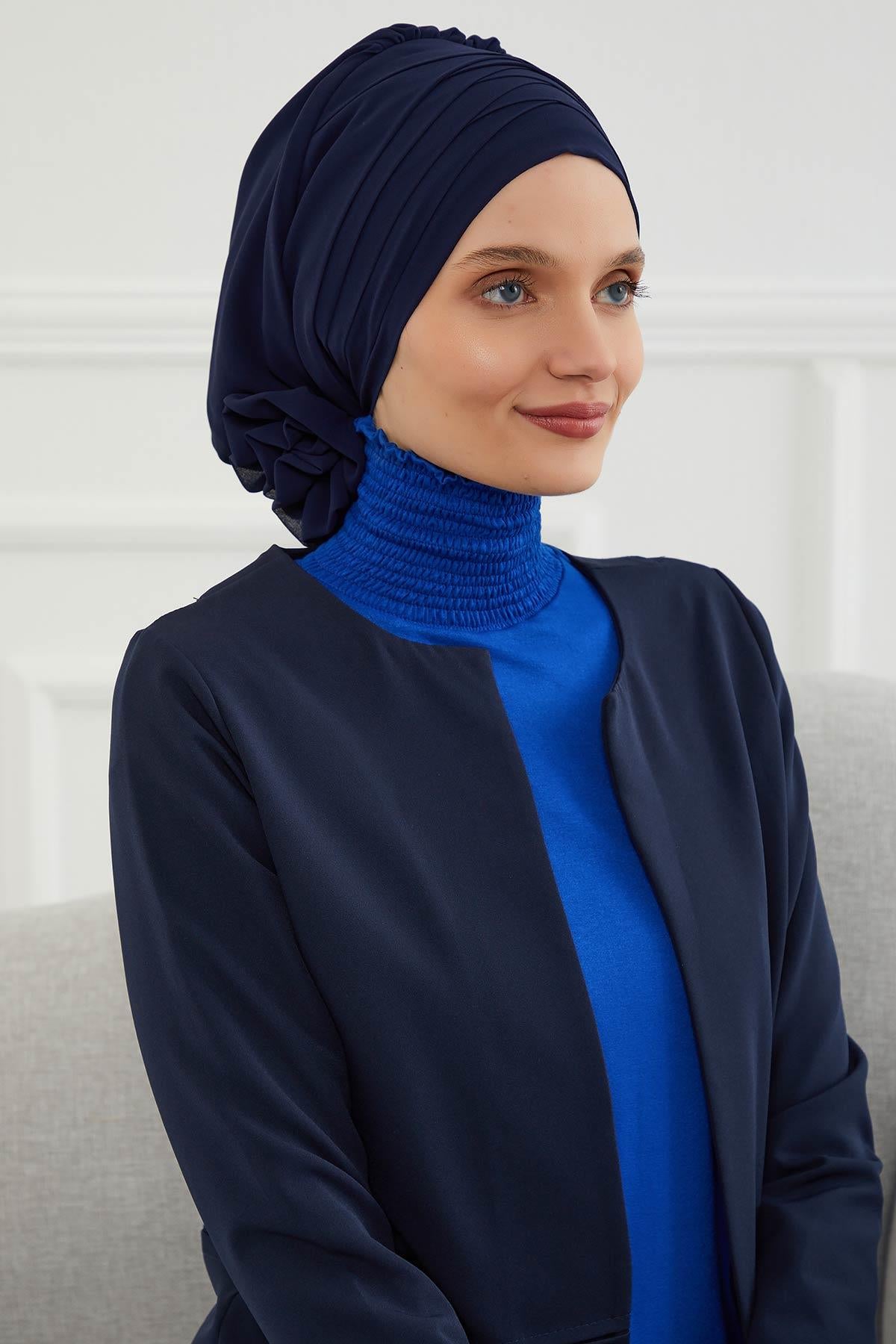 Çapraz Dikim Tasarım Şifon Hazır Türban,HT-30