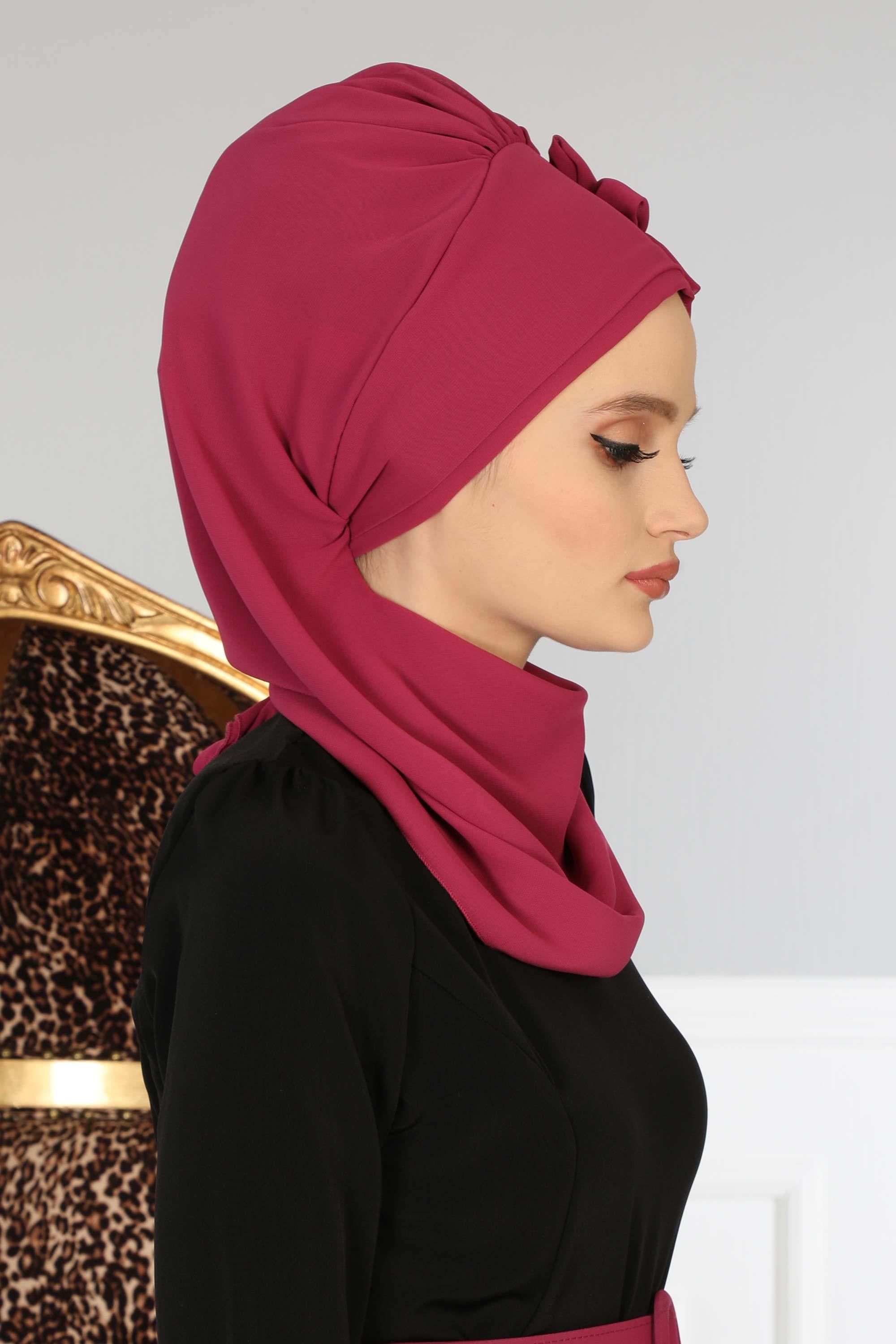 Çiçek Aksesuarlı Tasarım Hazır Şifon Türban,HT-27