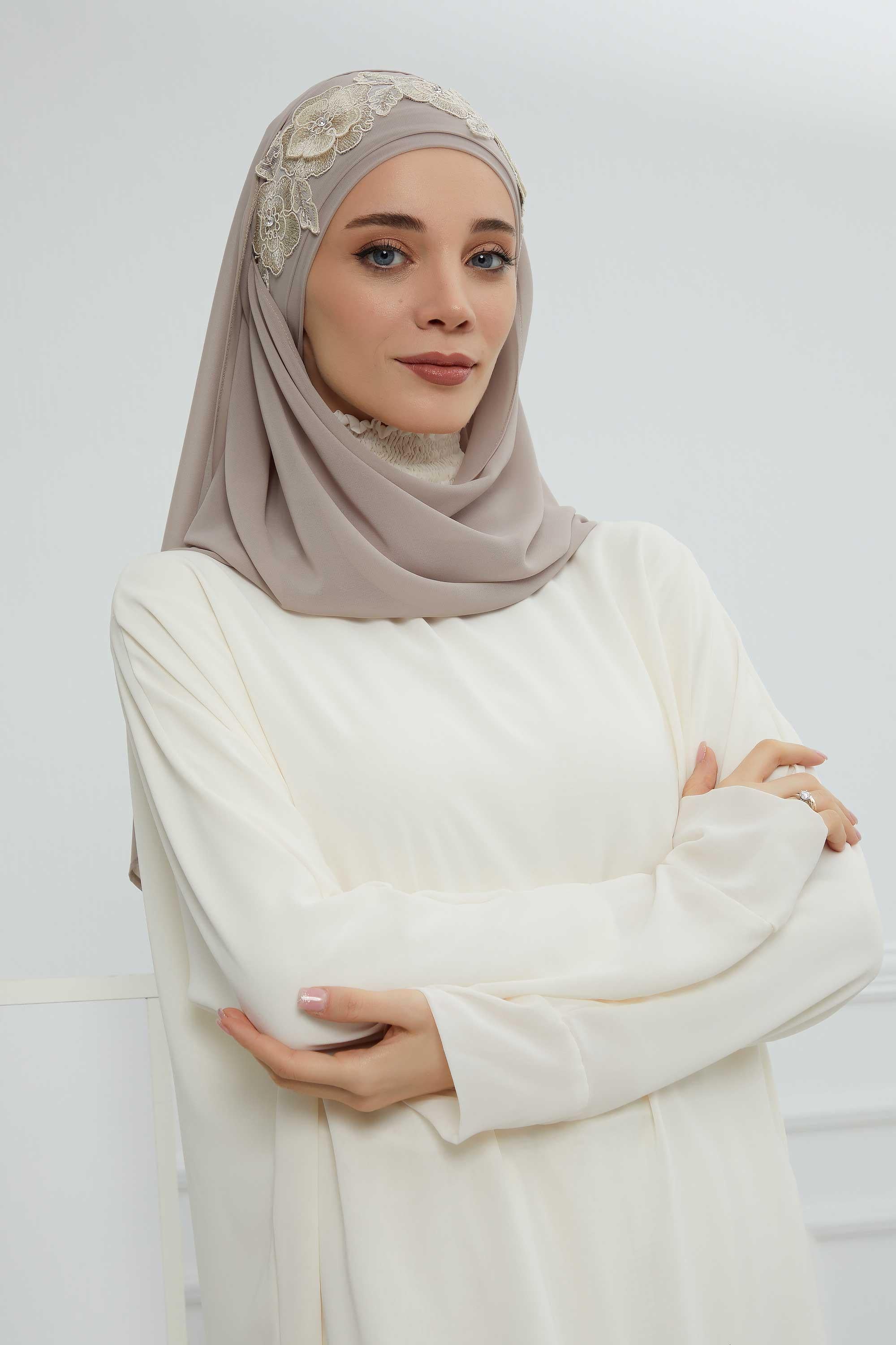 Çiçek Aksesuarlı Tasarım Şifon Şal,CPS-101