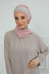 Çiçekli Taç Aksesuarlı Şifon Hazır Türban,HT-103,HT-103