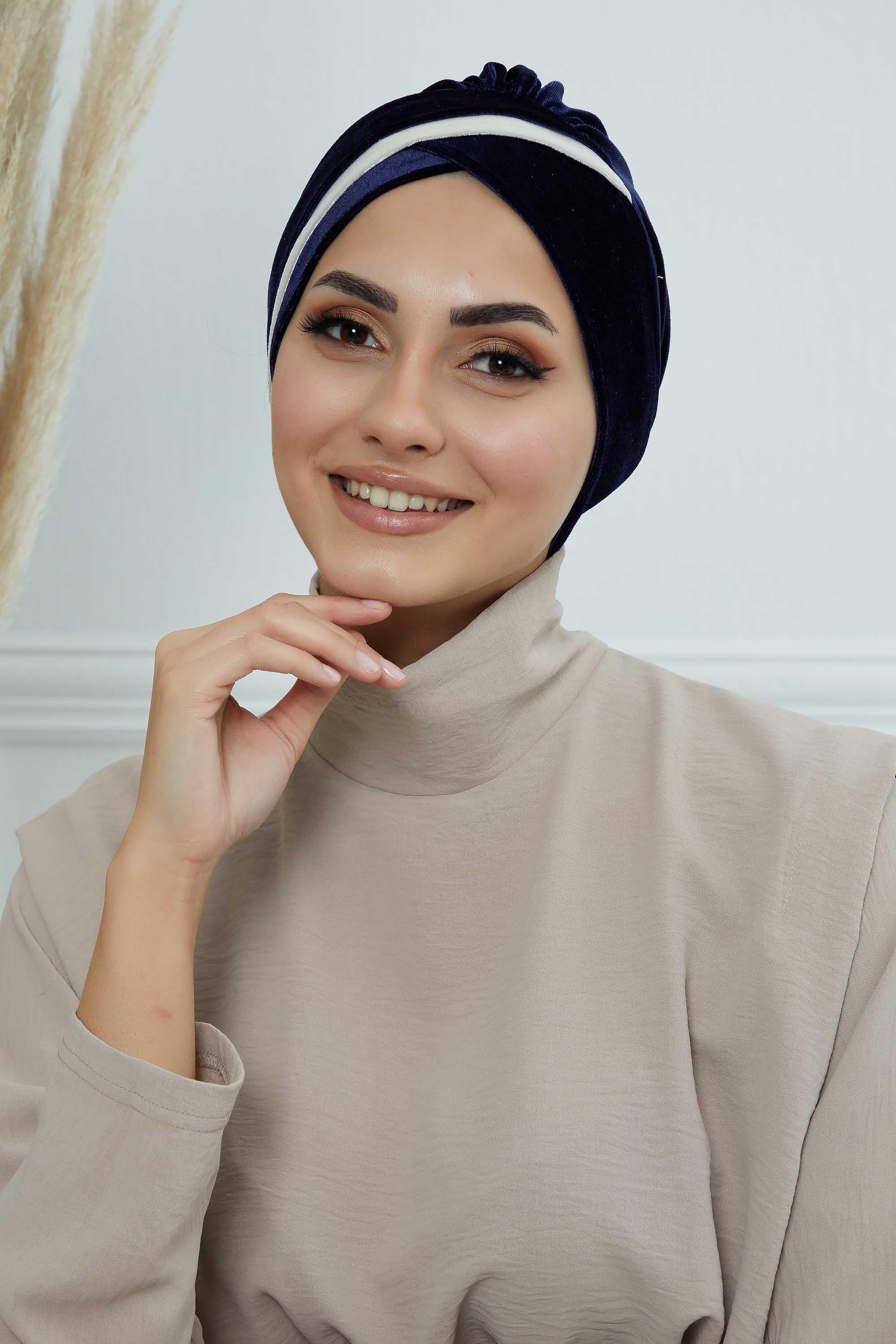 Çift Renkli Kadife Bone,B-23K