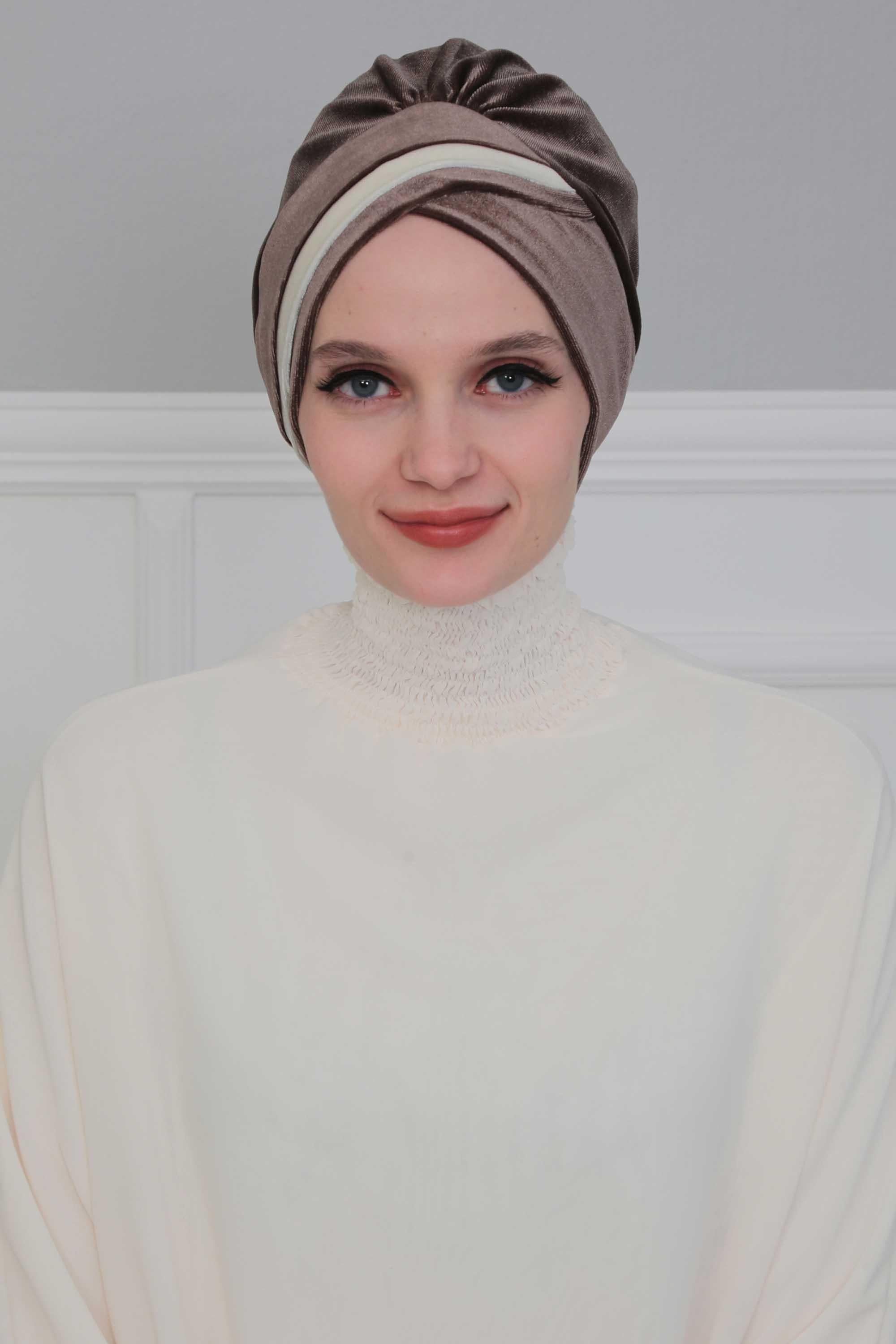Çift Renkli Kadife Bone,B-23K