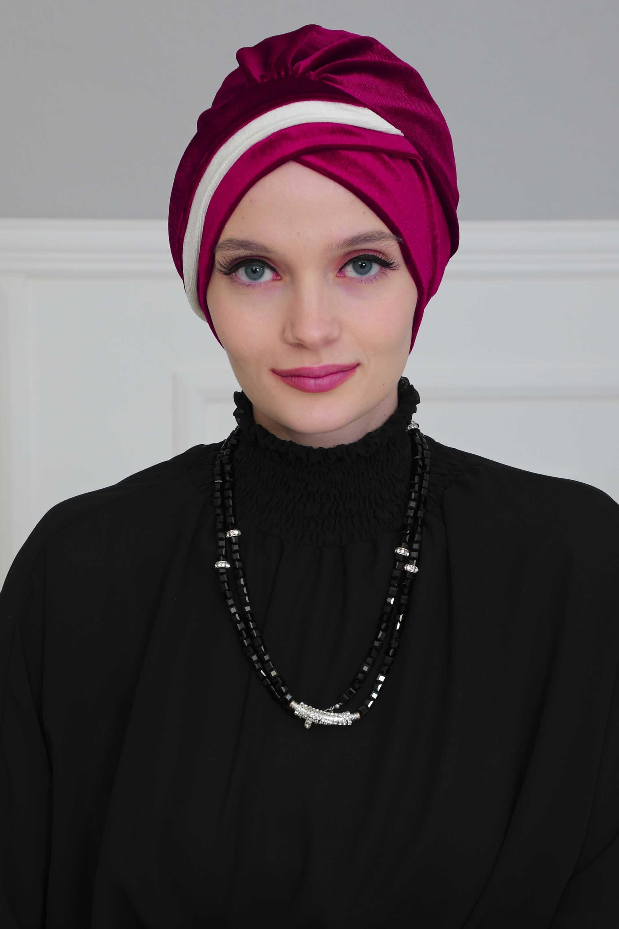 Çift Renkli Kadife Bone,B-23K