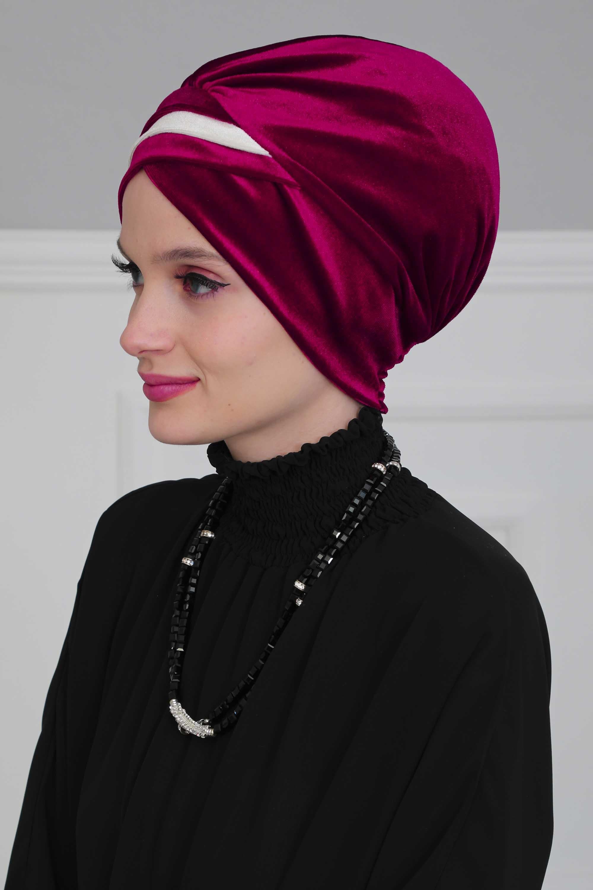 Çift Renkli Kadife Bone,B-23K