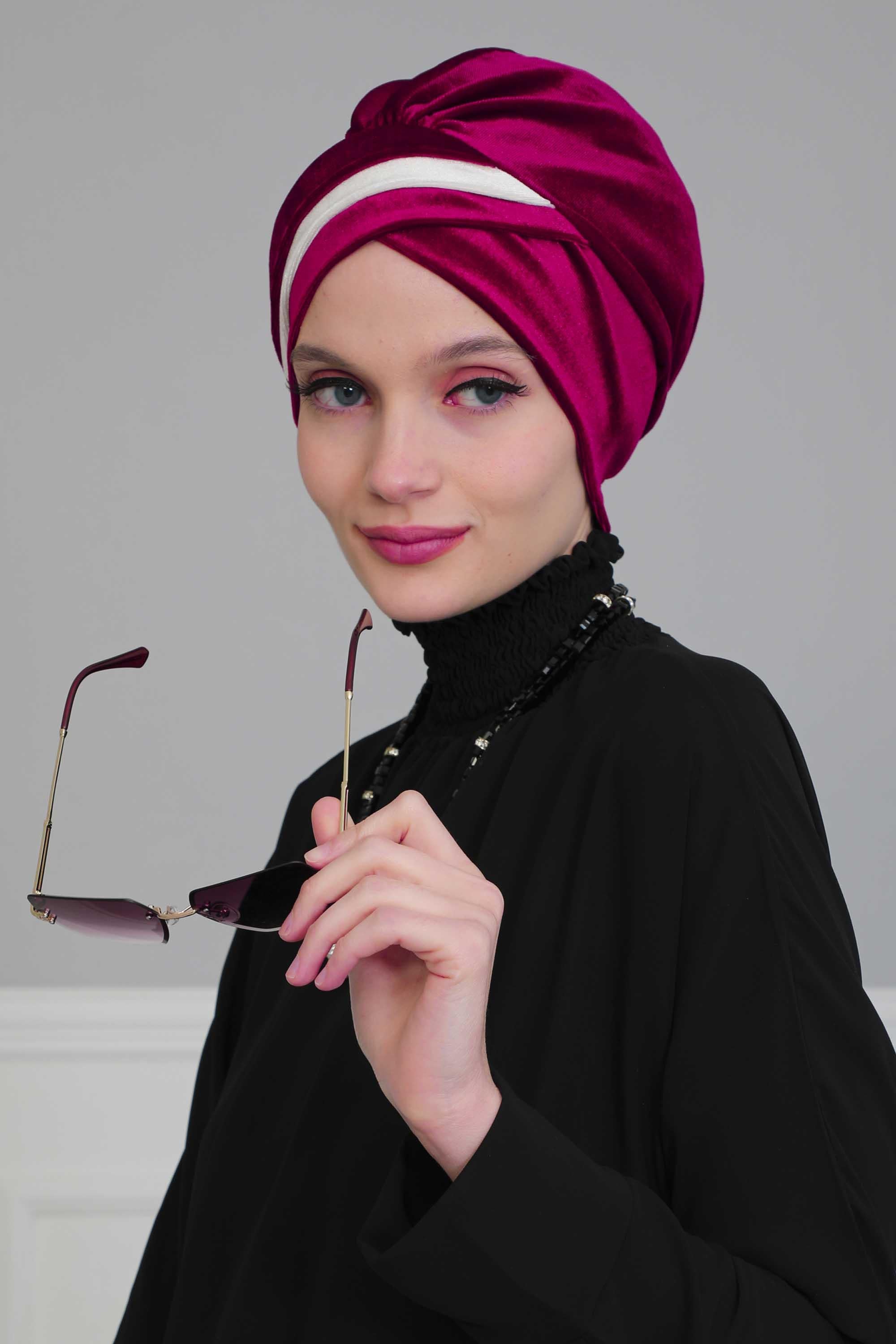 Çift Renkli Kadife Bone,B-23K