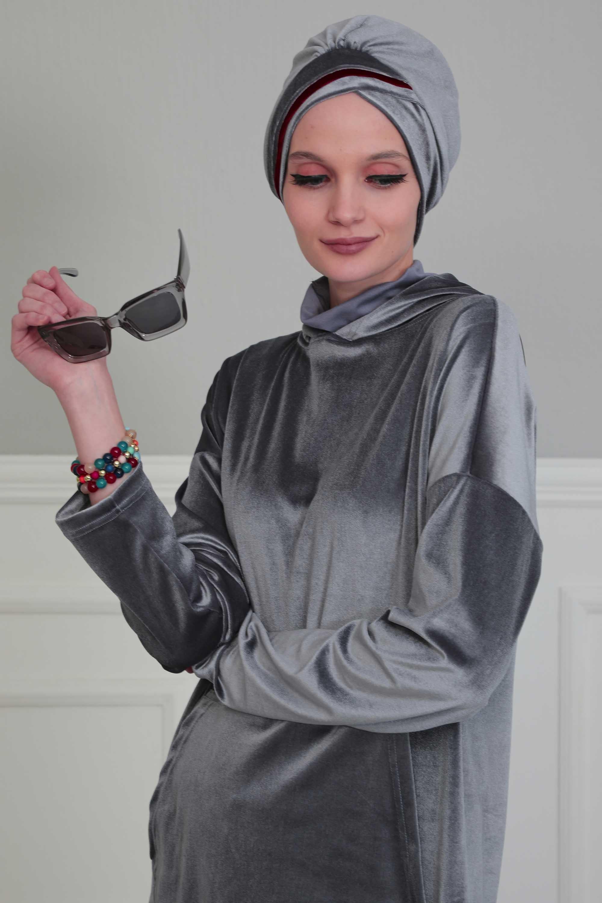 Çift Renkli Kadife Bone,B-23K