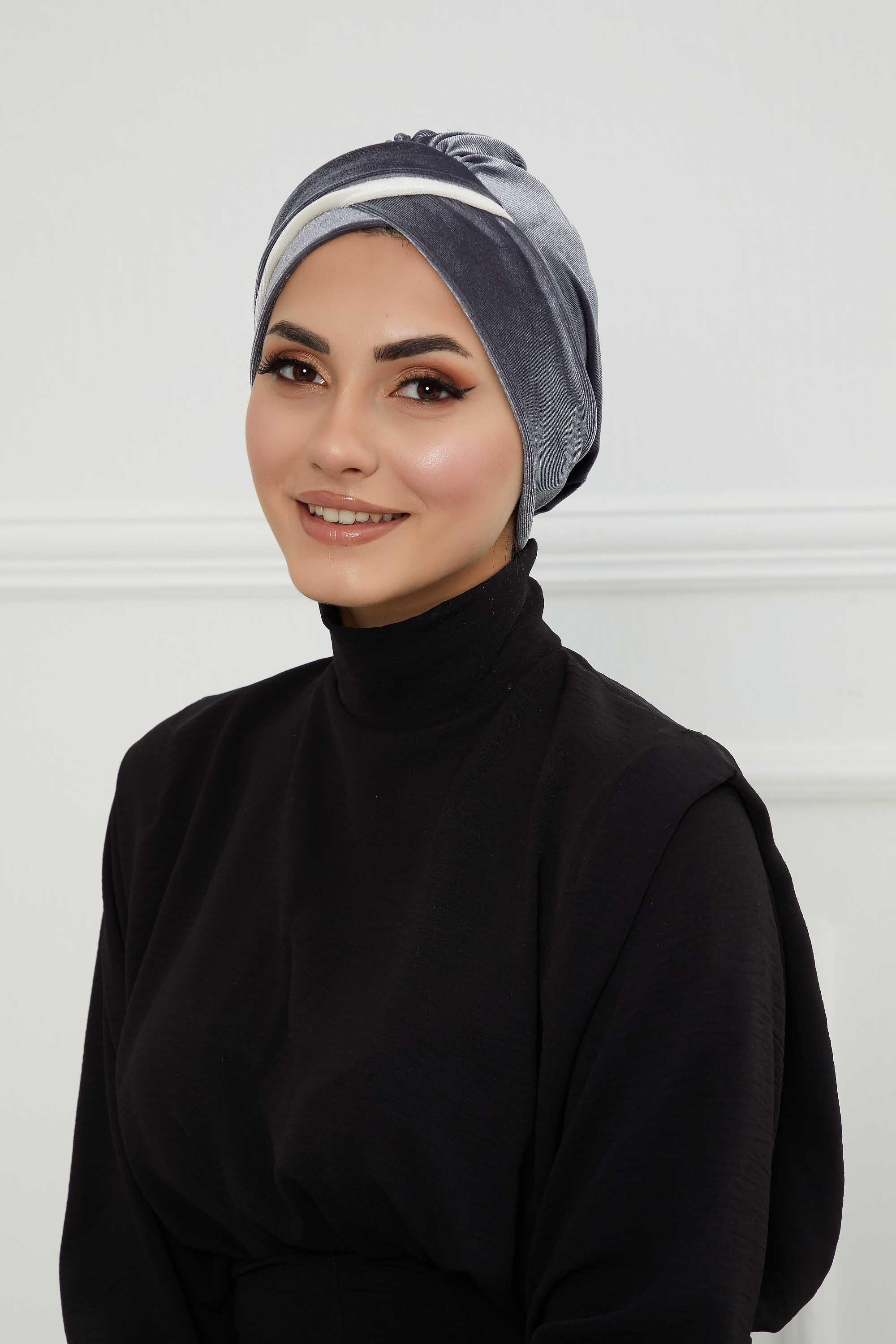 Çift Renkli Kadife Bone,B-23K