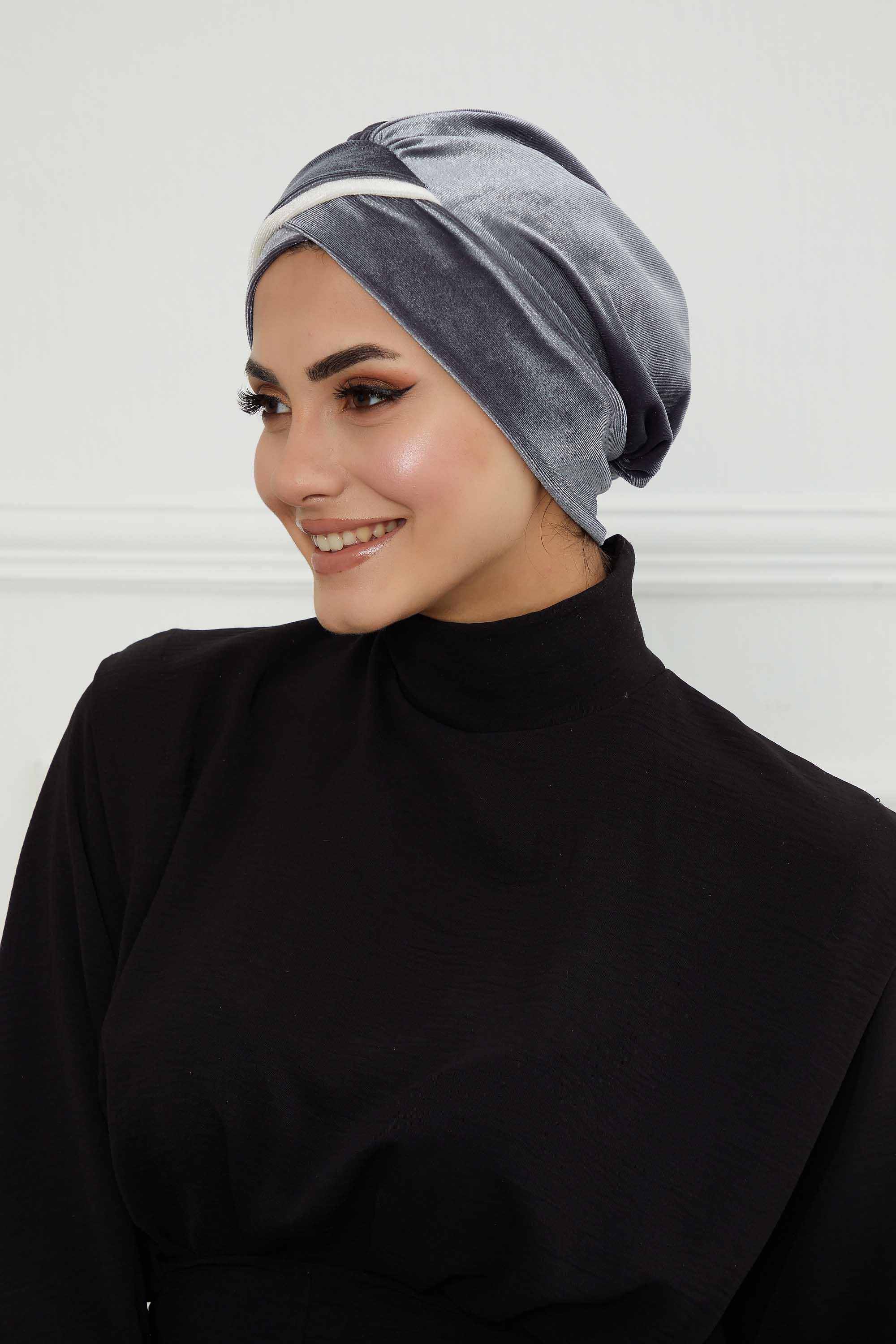 Çift Renkli Kadife Bone,B-23K