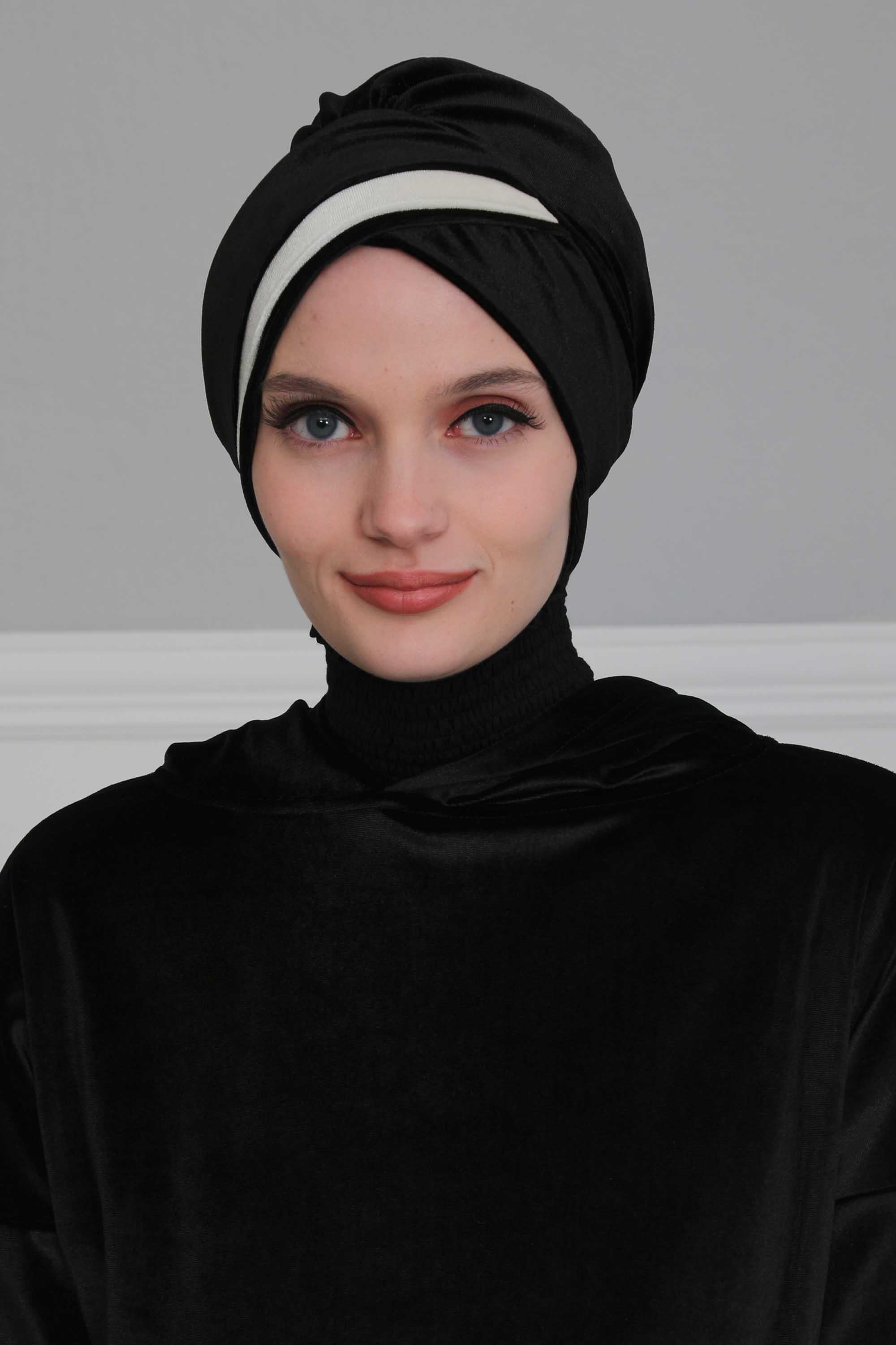 Çift Renkli Kadife Bone,B-23K