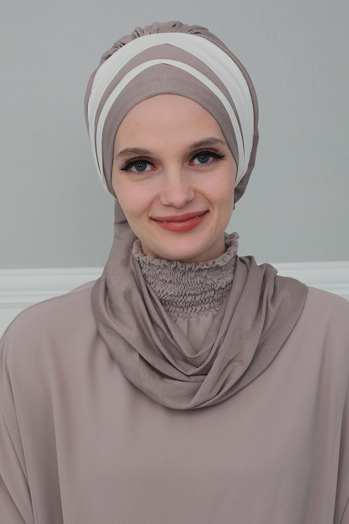 Çift Renkli Penye Hazır Türban,HT-80,HT-80