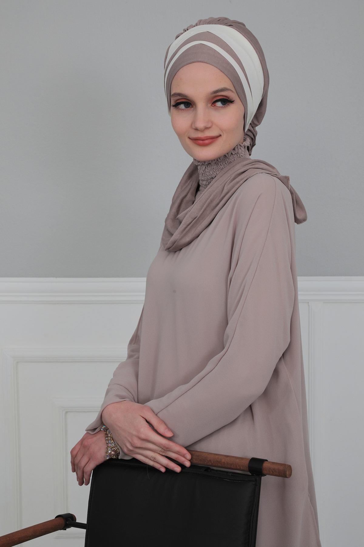 Çift Renkli Penye Hazır Türban,HT-80,HT-80