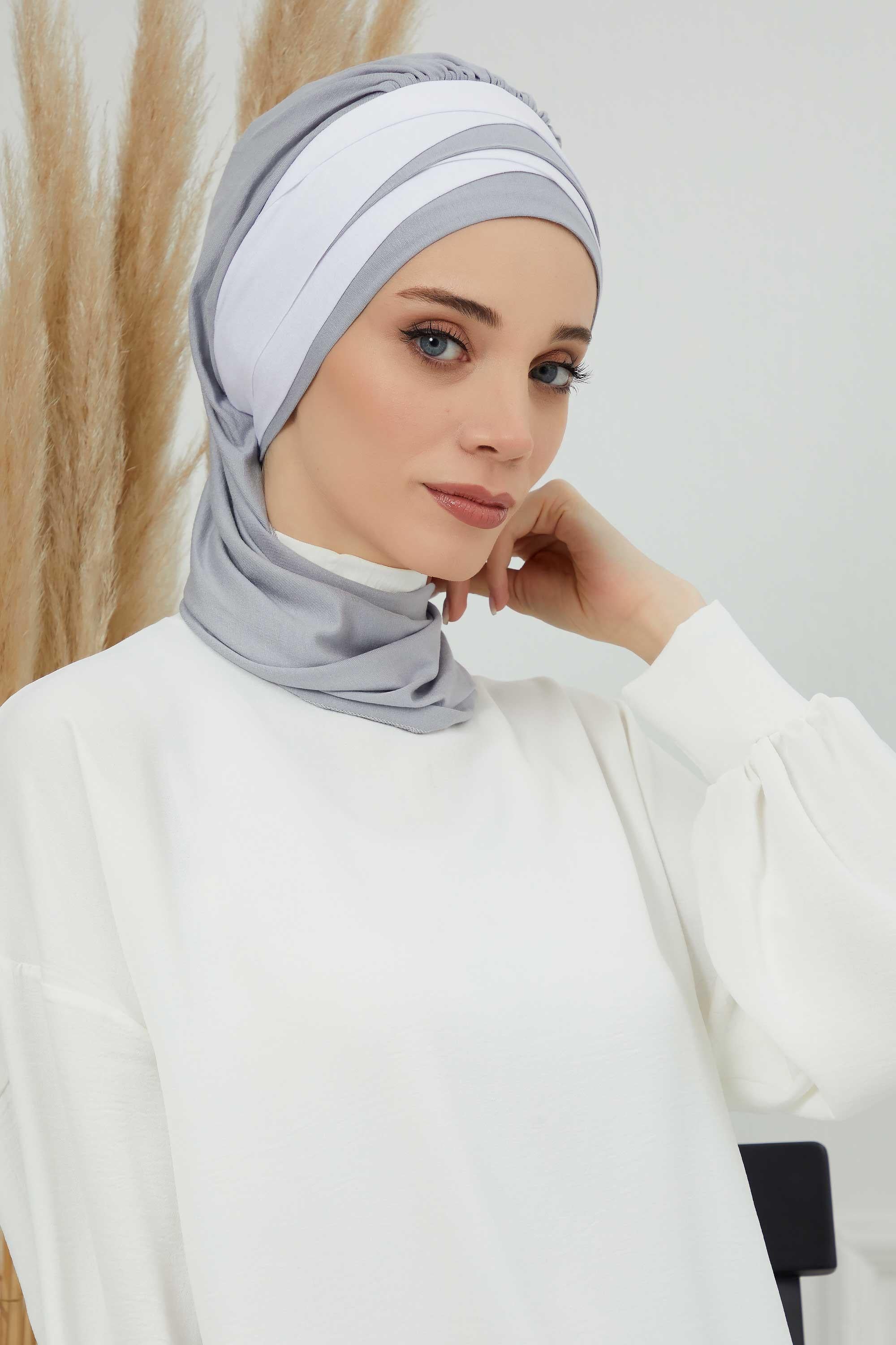 Çift Renkli Penye Hazır Türban,HT-80,HT-80