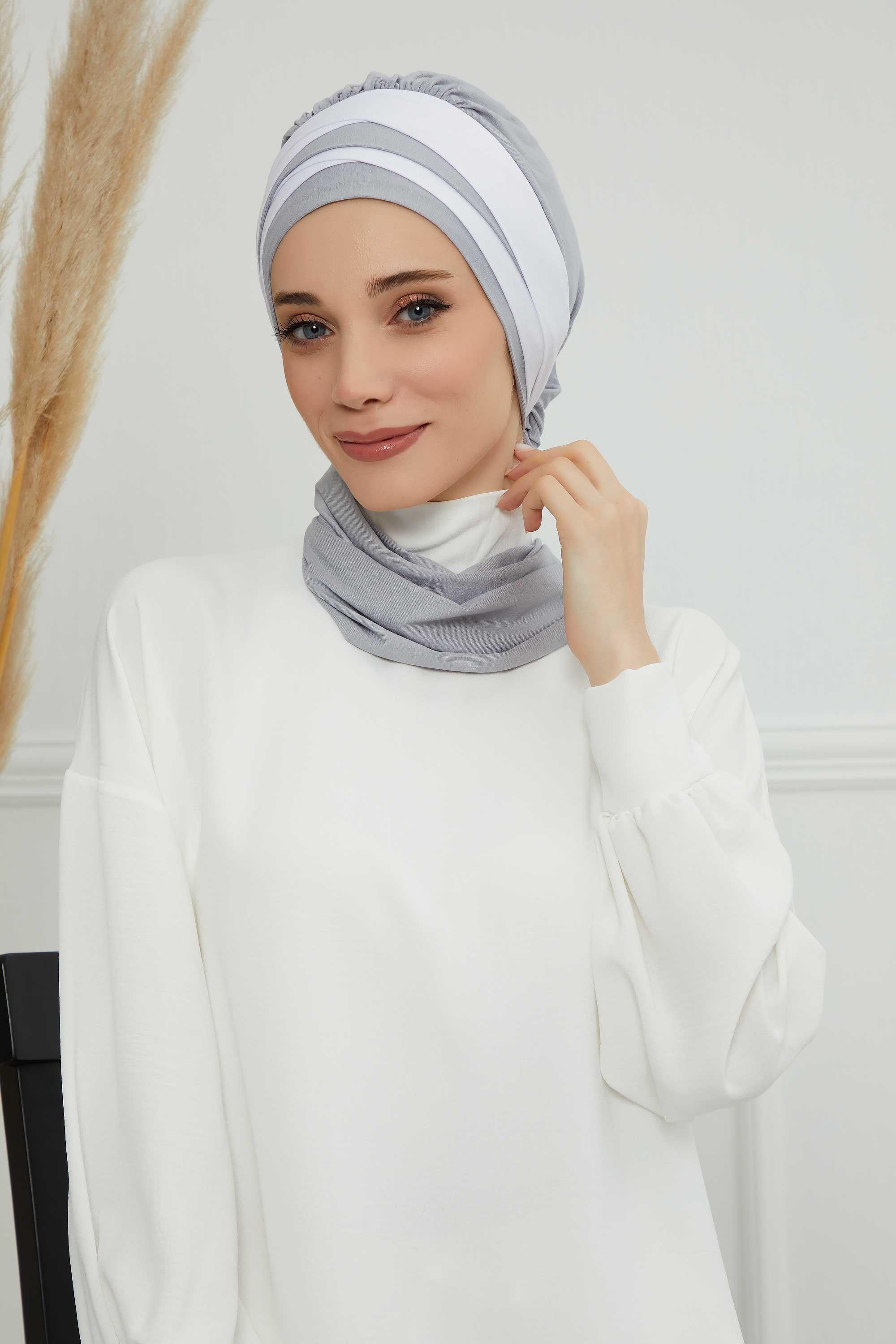 Çift Renkli Penye Hazır Türban,HT-80,HT-80