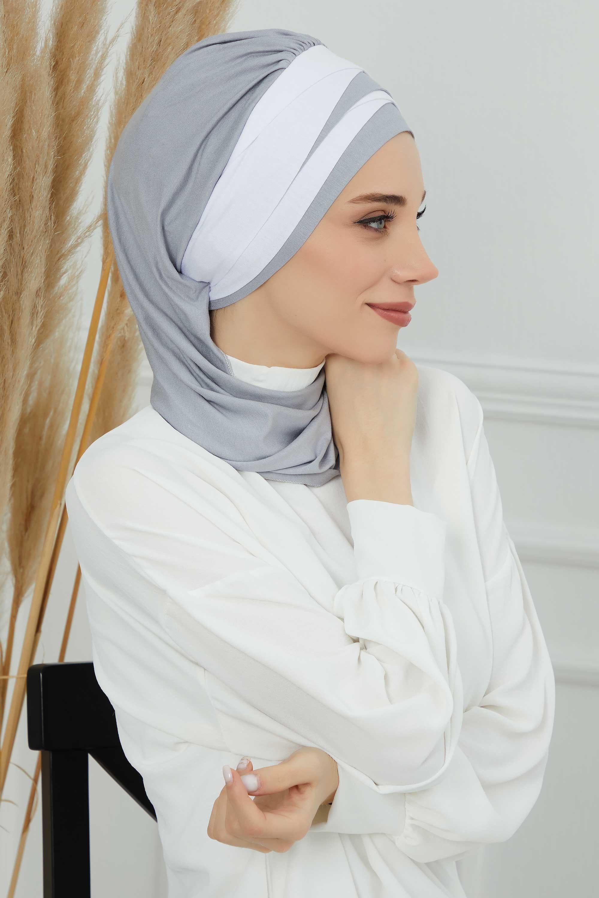 Çift Renkli Penye Hazır Türban,HT-80,HT-80