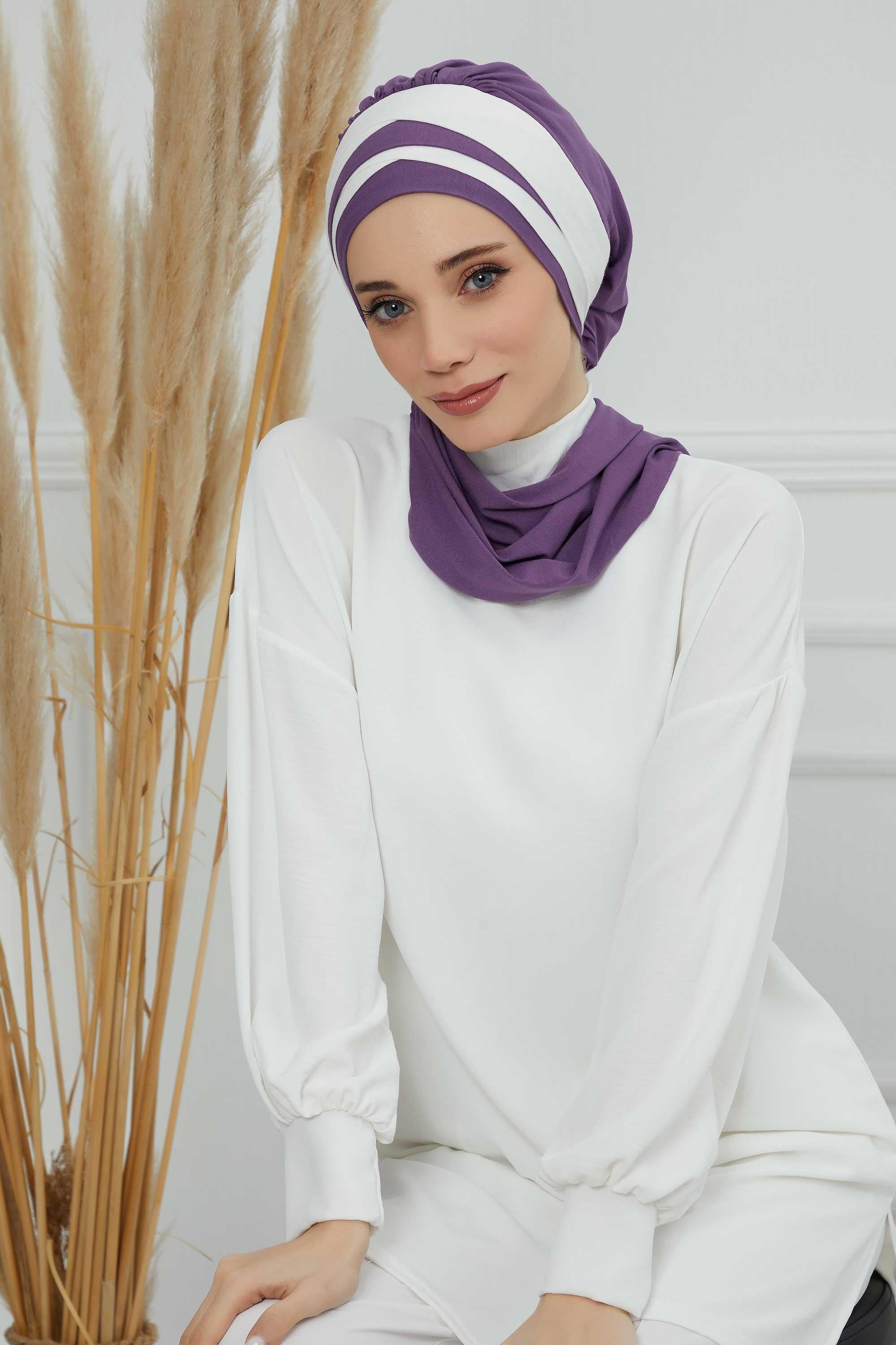 Çift Renkli Penye Hazır Türban,HT-80,HT-80