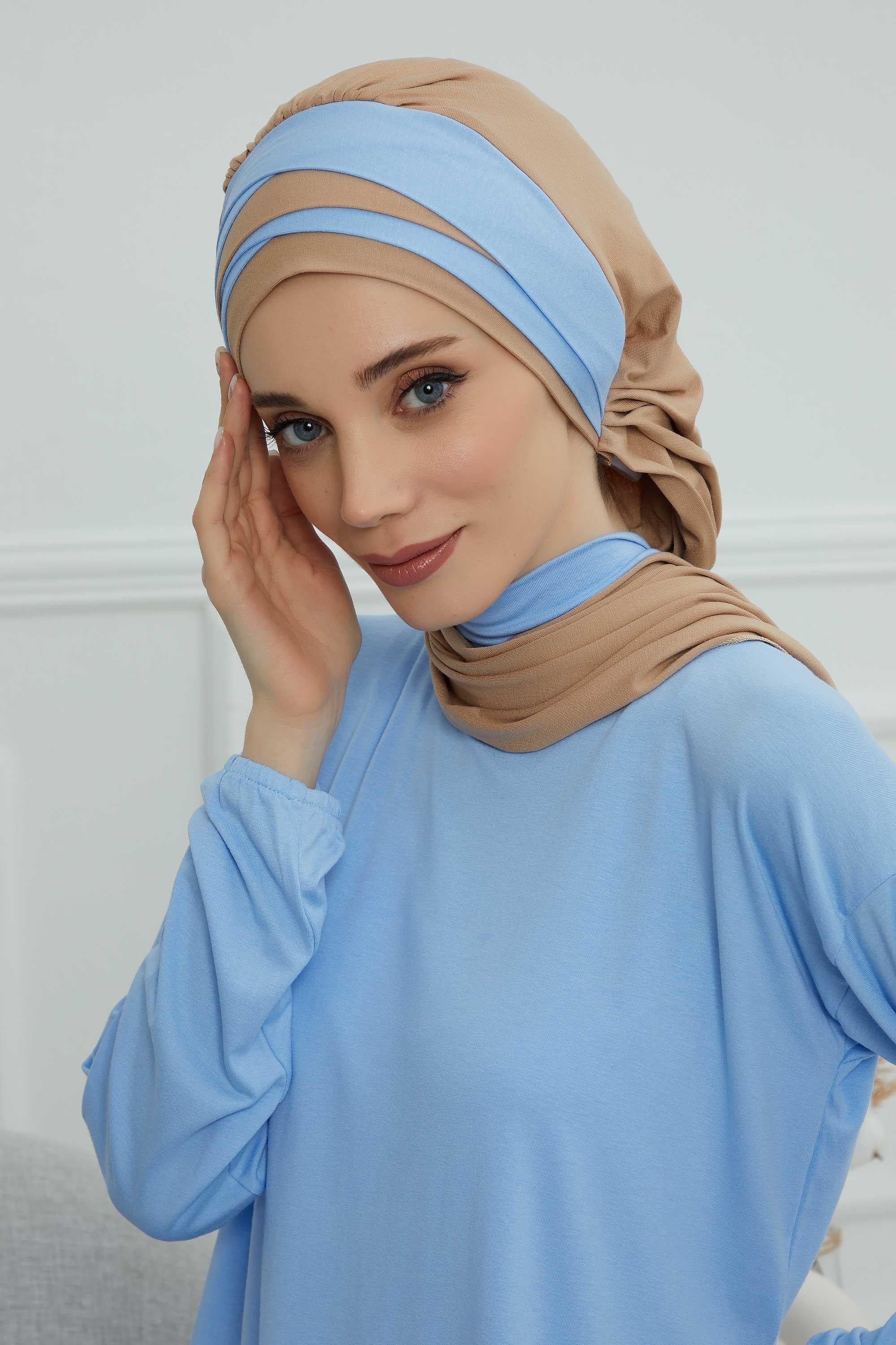 Çift Renkli Penye Hazır Türban,HT-80,HT-80