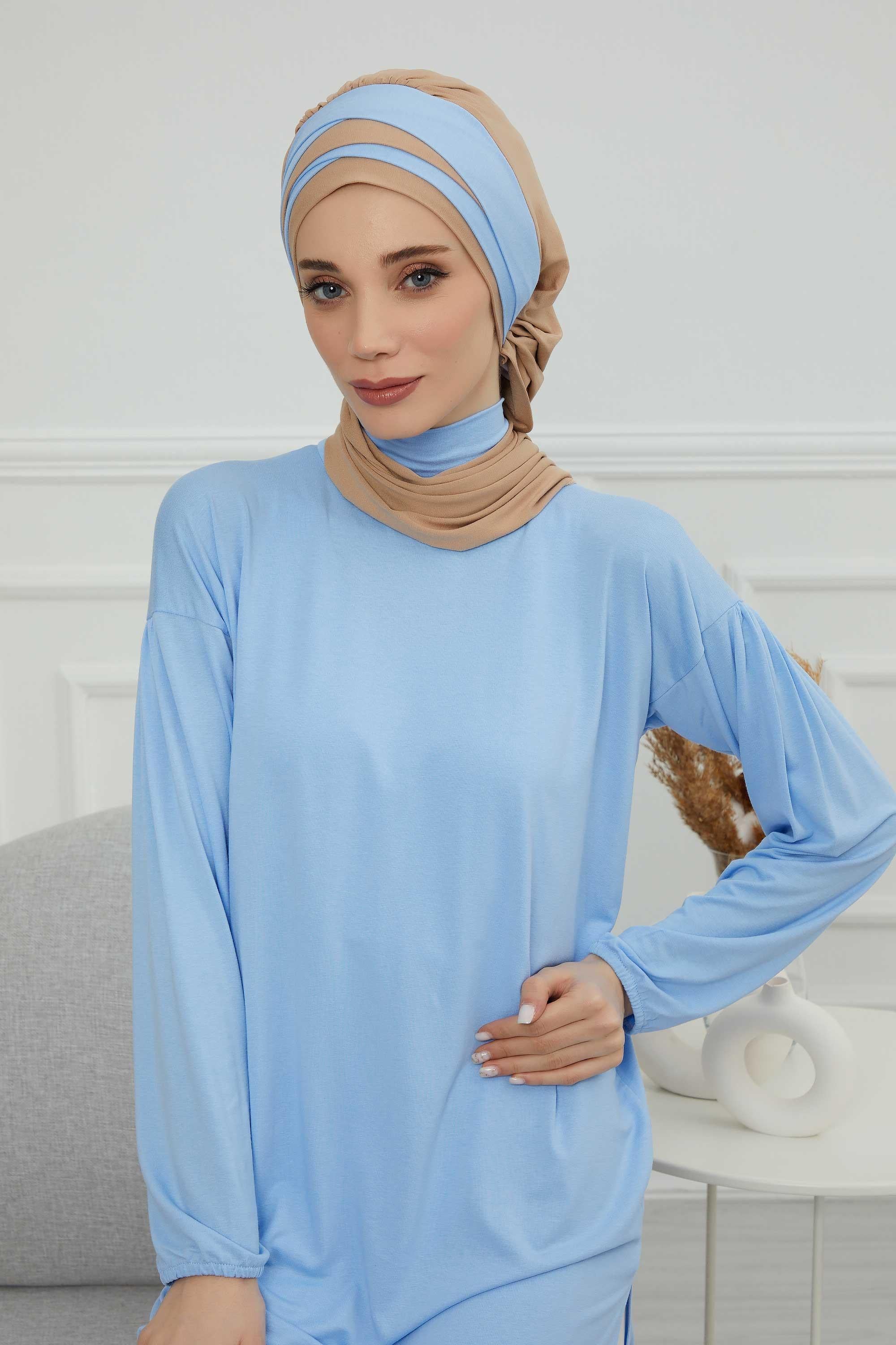 Çift Renkli Penye Hazır Türban,HT-80,HT-80