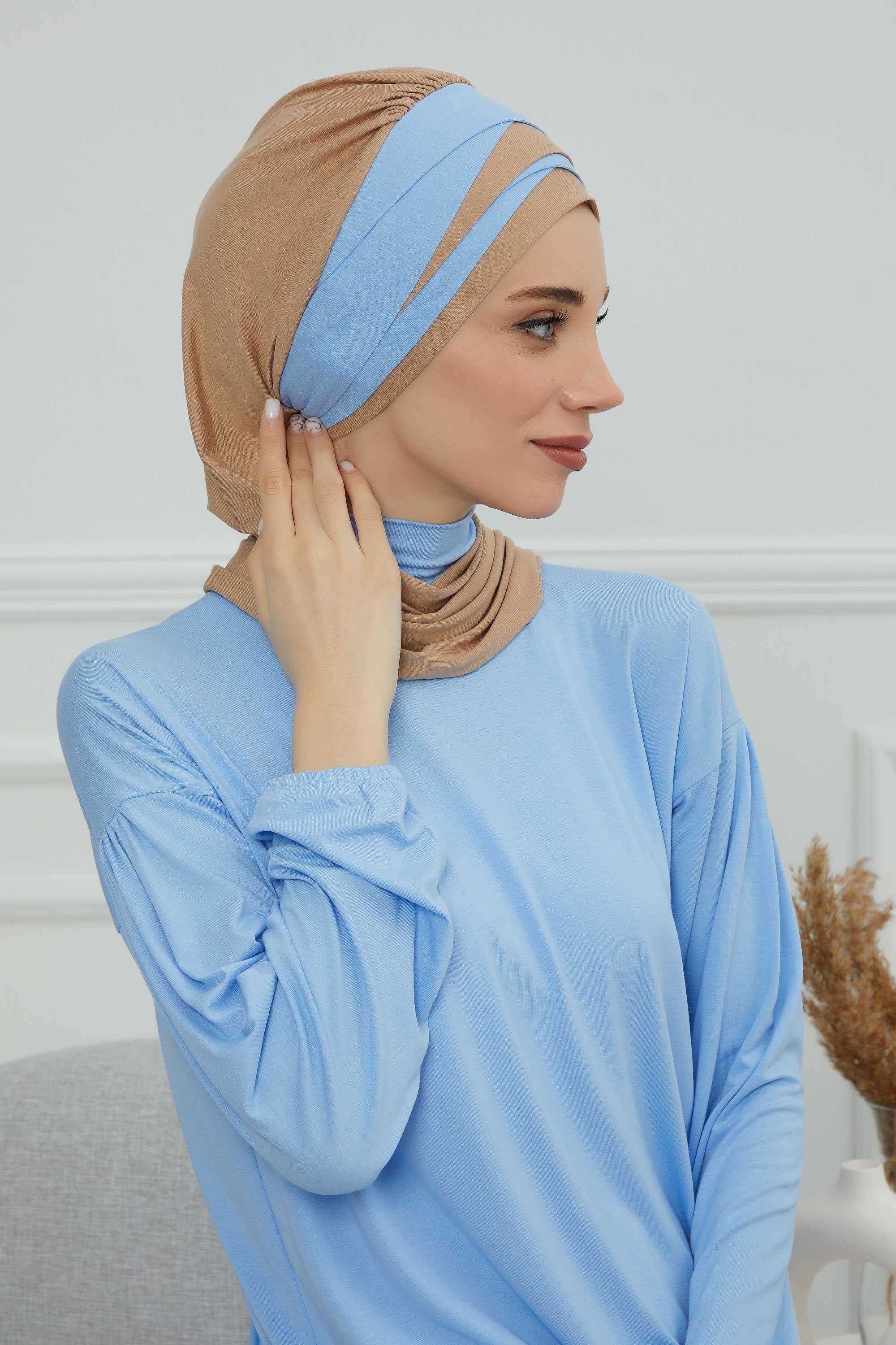 Çift Renkli Penye Hazır Türban,HT-80,HT-80