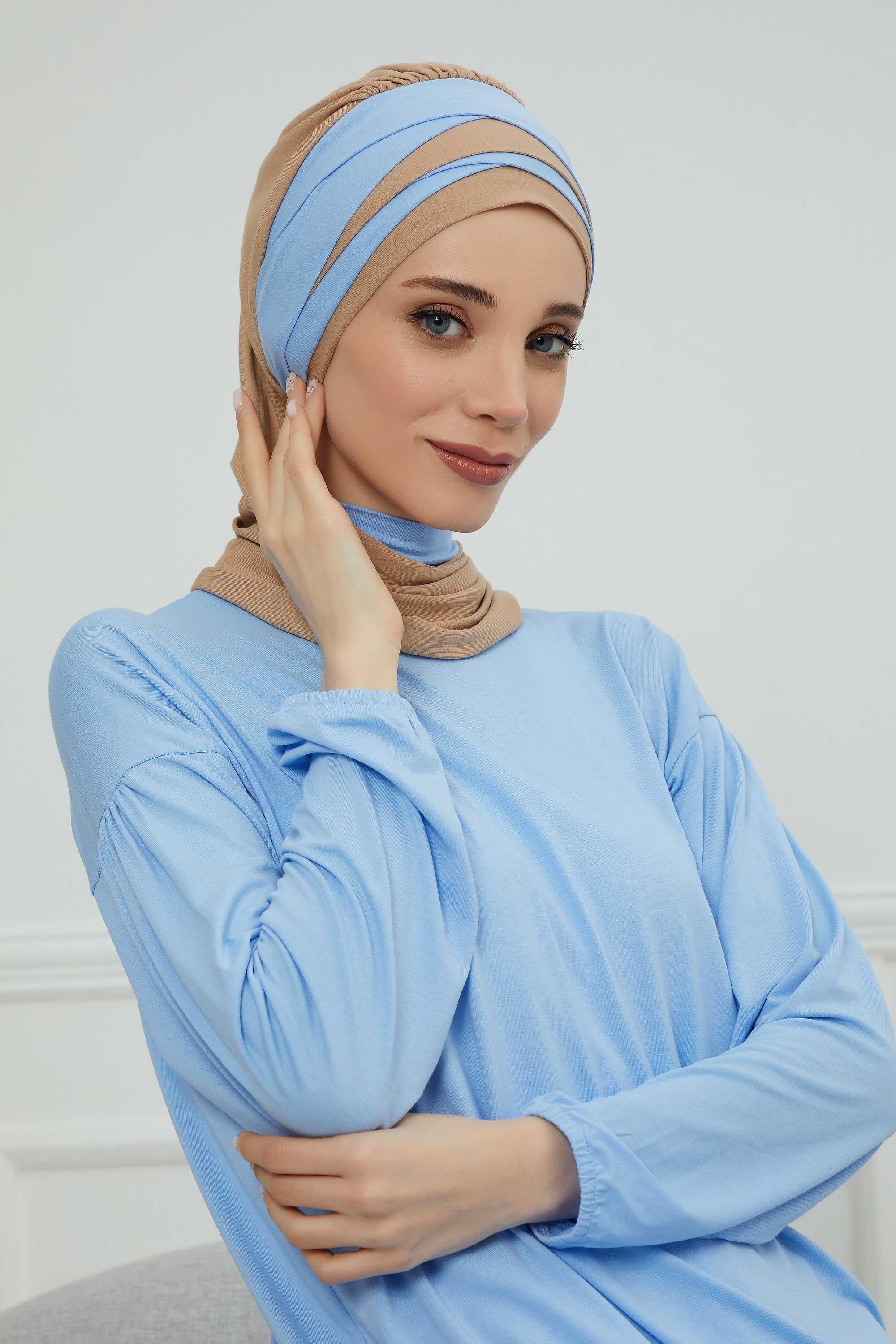 Çift Renkli Penye Hazır Türban,HT-80,HT-80