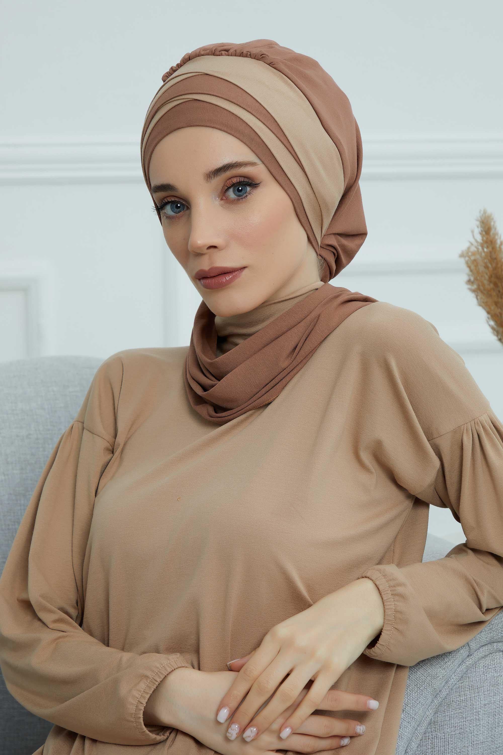 Çift Renkli Penye Hazır Türban,HT-80,HT-80