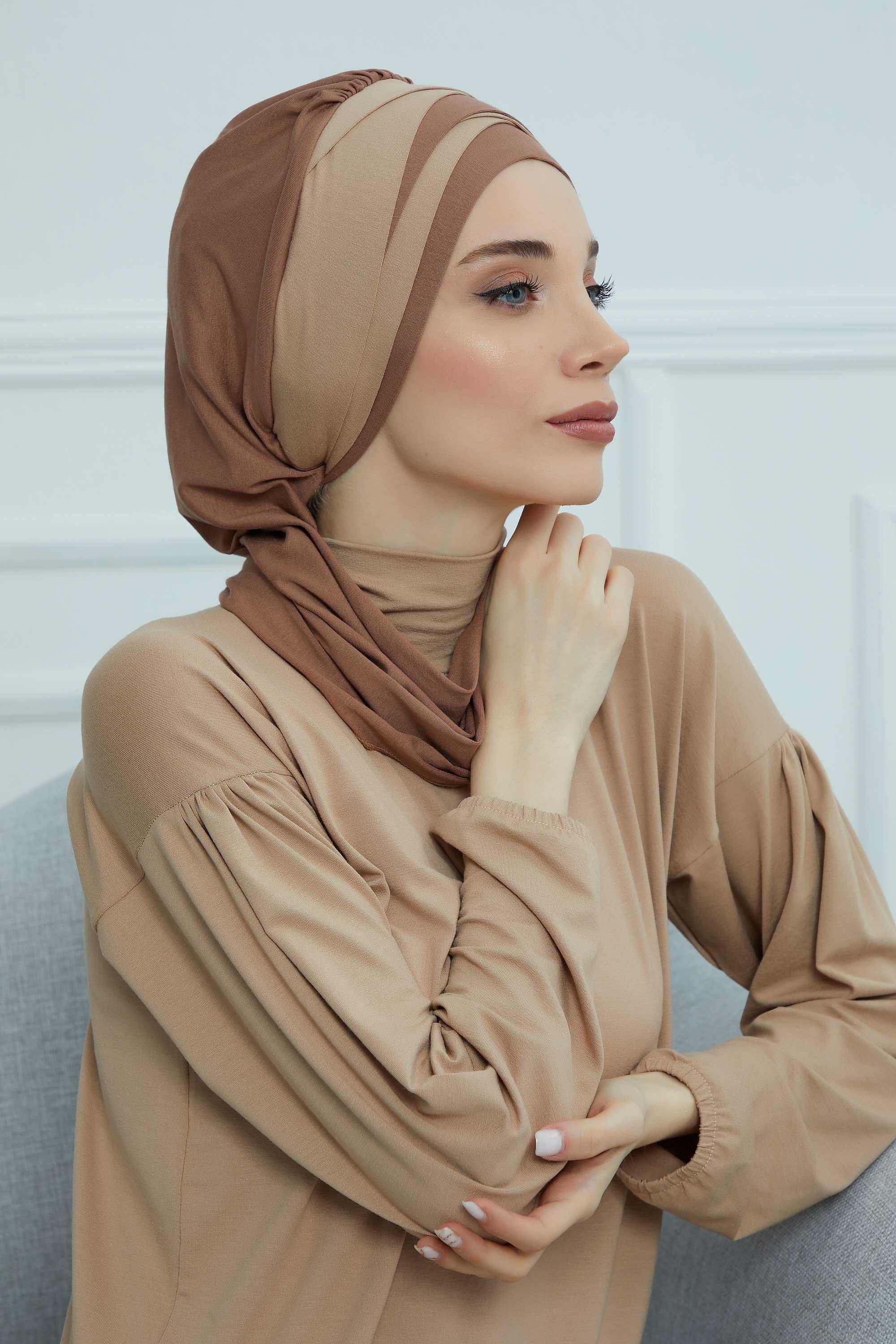 Çift Renkli Penye Hazır Türban,HT-80,HT-80