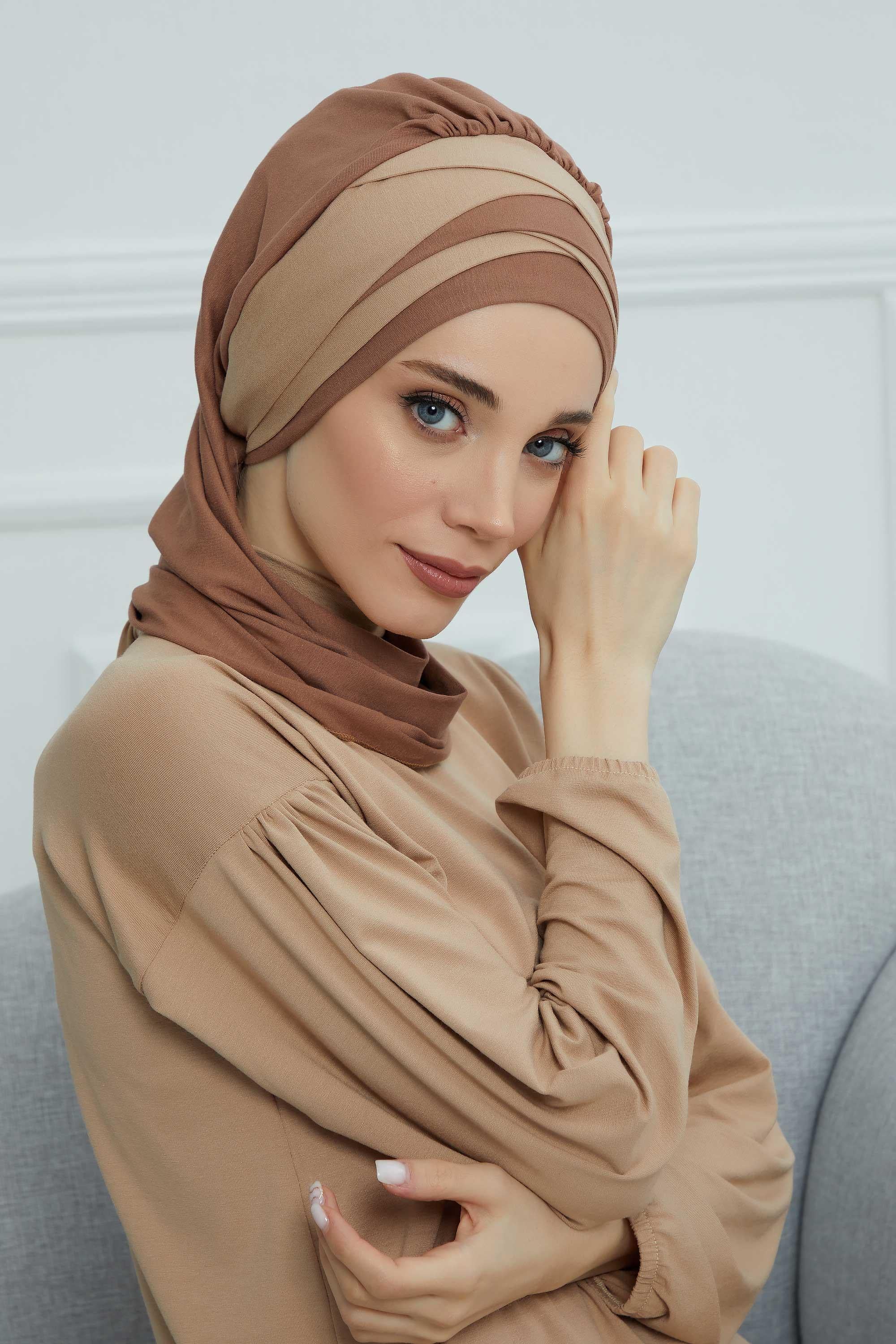 Çift Renkli Penye Hazır Türban,HT-80,HT-80