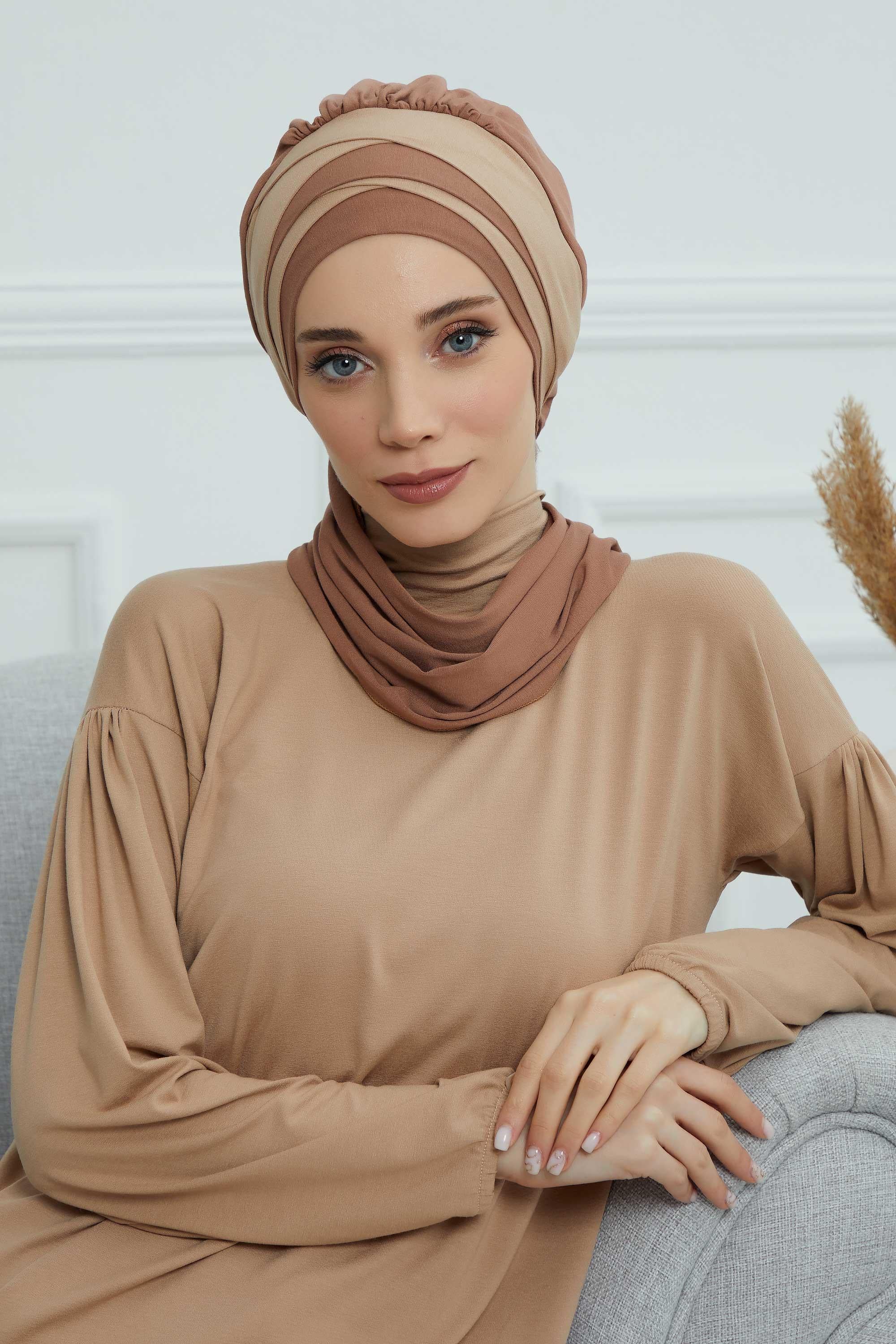 Çift Renkli Penye Hazır Türban,HT-80,HT-80