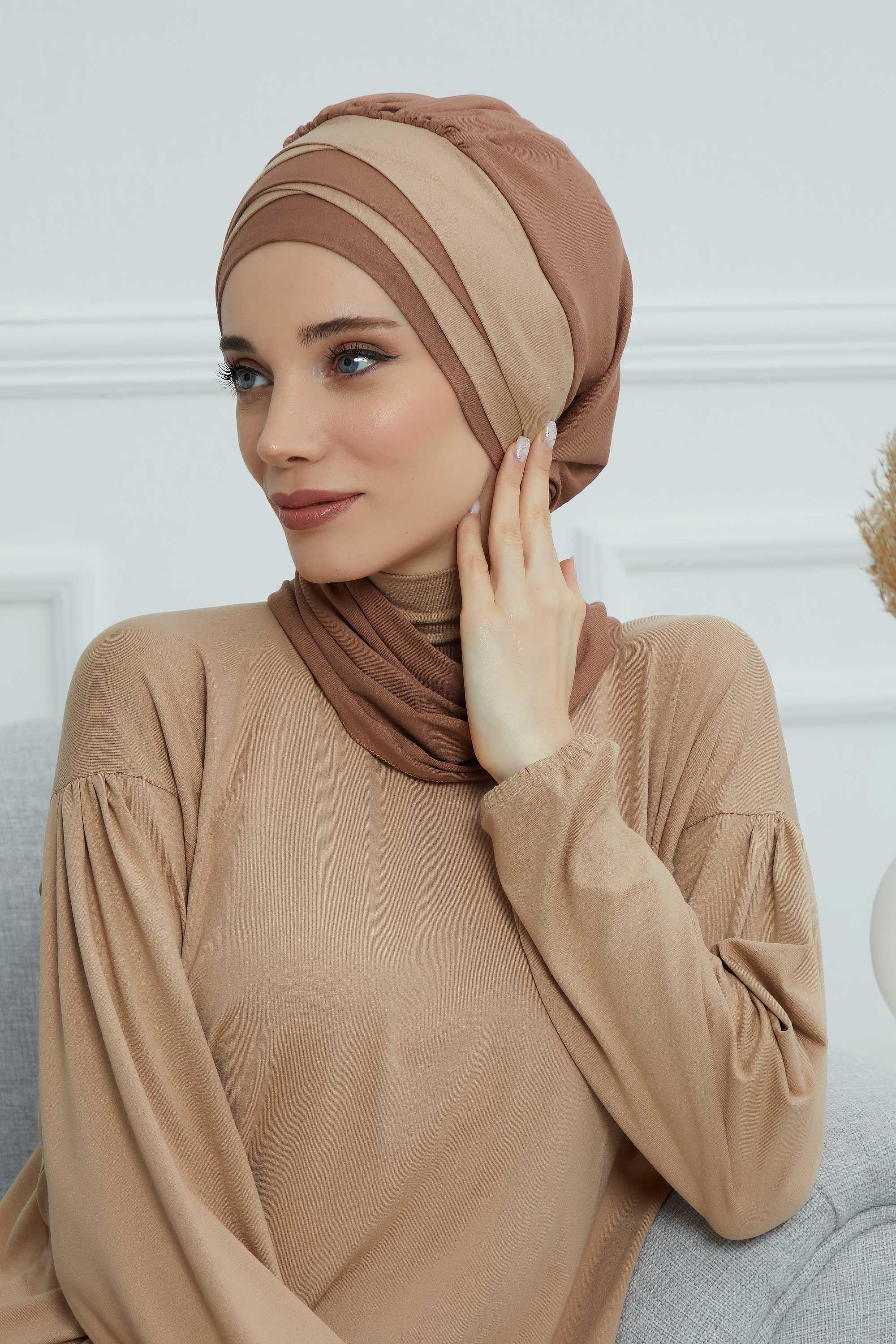 Çift Renkli Penye Hazır Türban,HT-80,HT-80