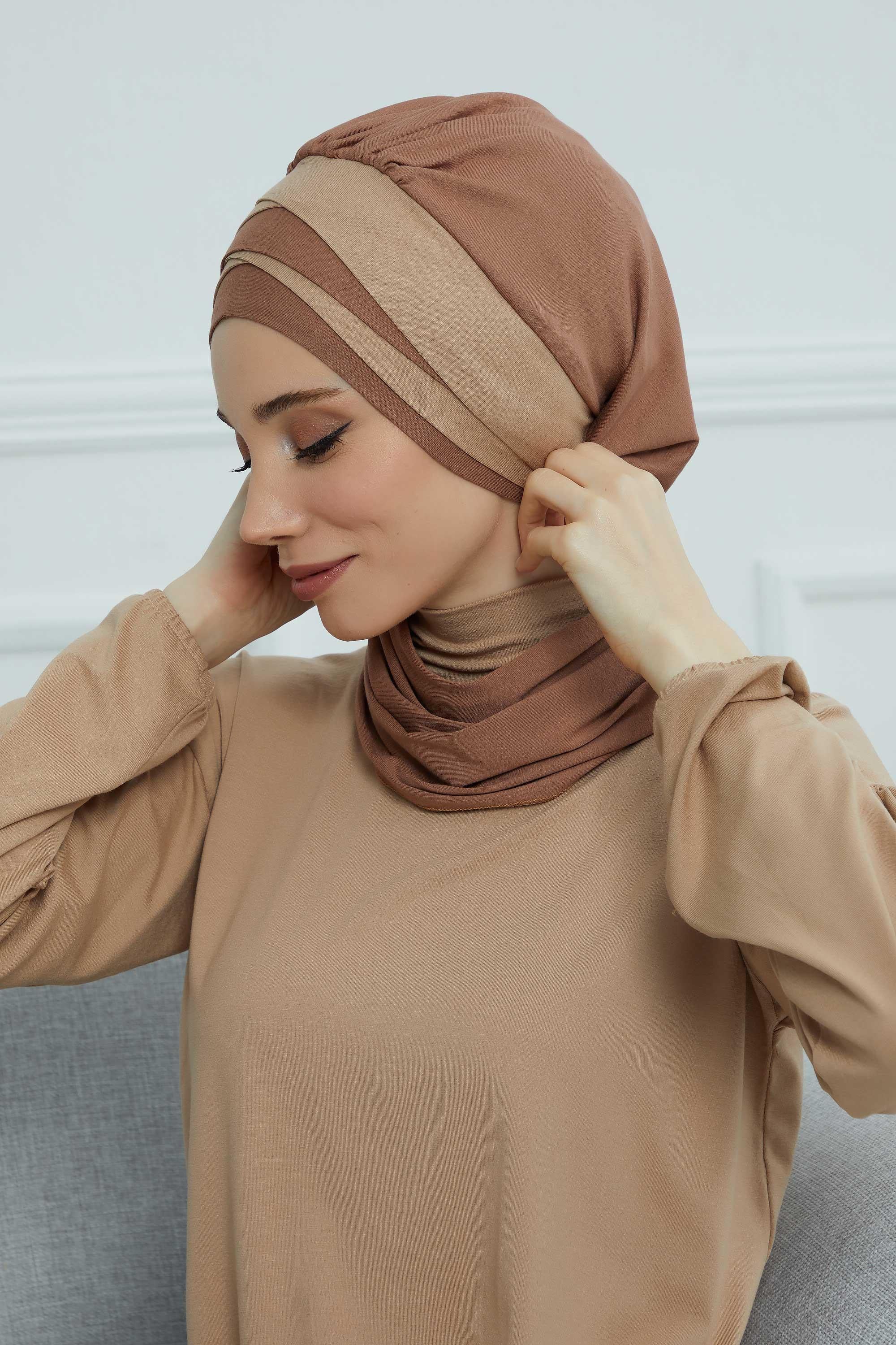 Çift Renkli Penye Hazır Türban,HT-80,HT-80