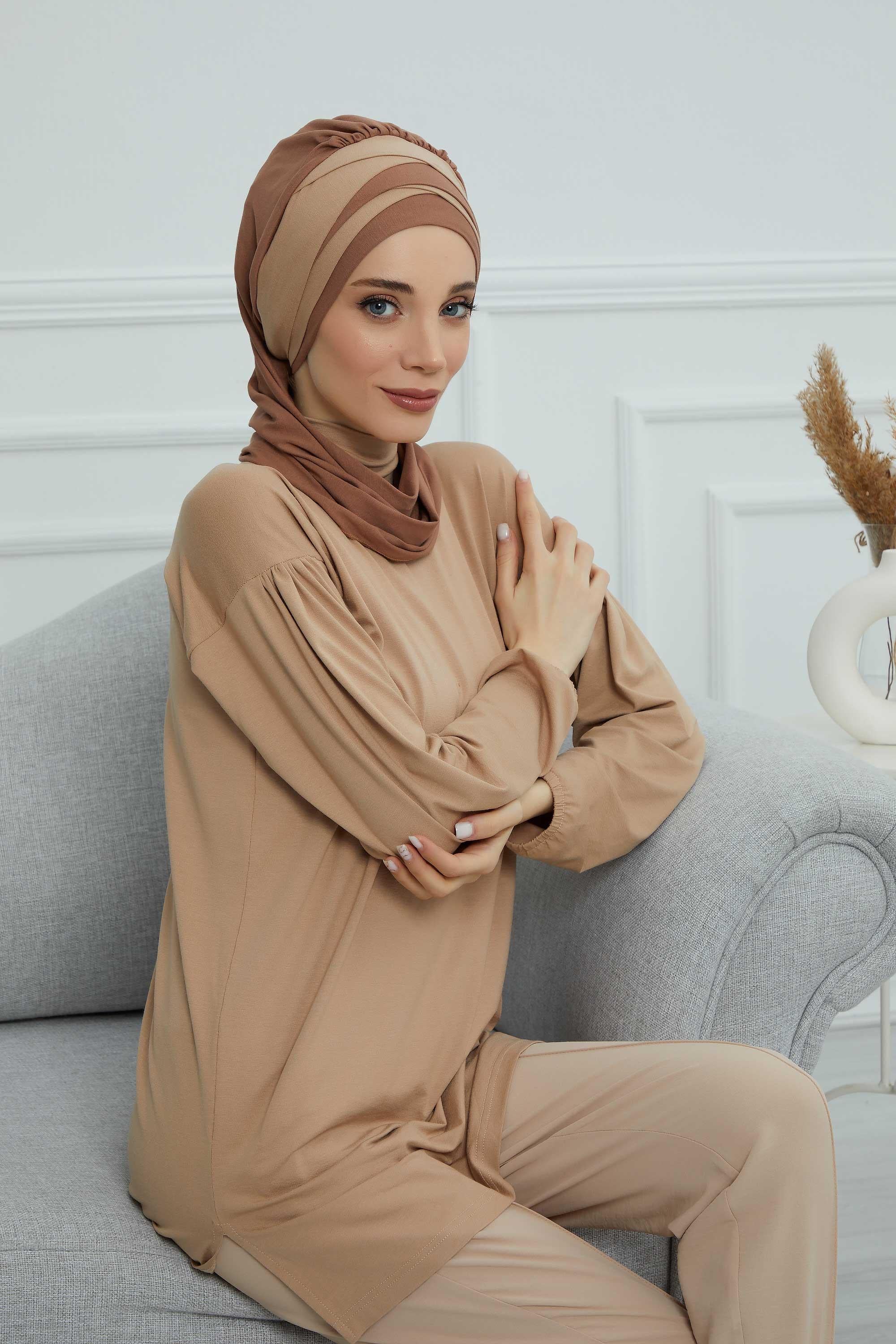 Çift Renkli Penye Hazır Türban,HT-80,HT-80