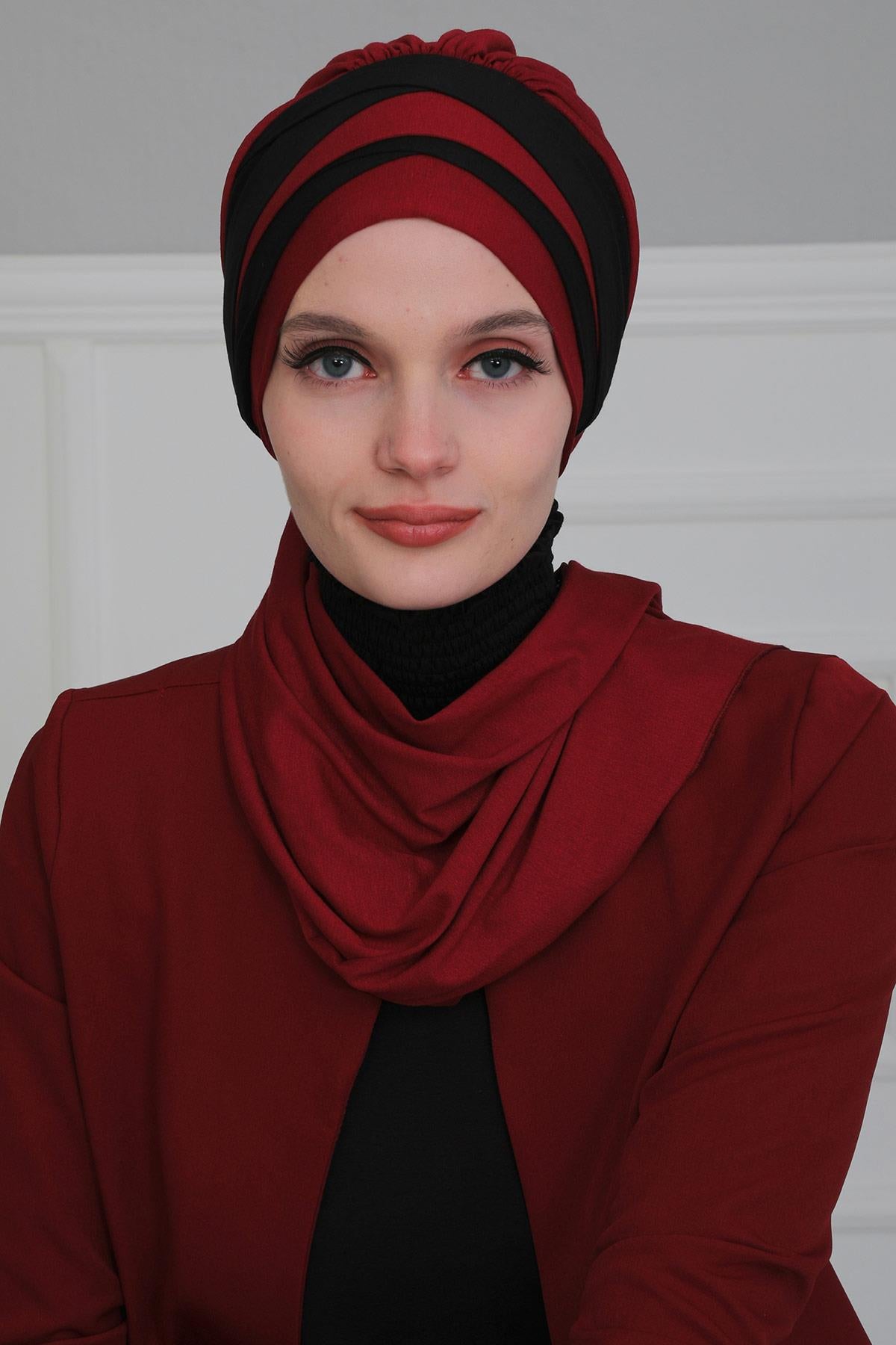 Çift Renkli Penye Hazır Türban,HT-80,HT-80