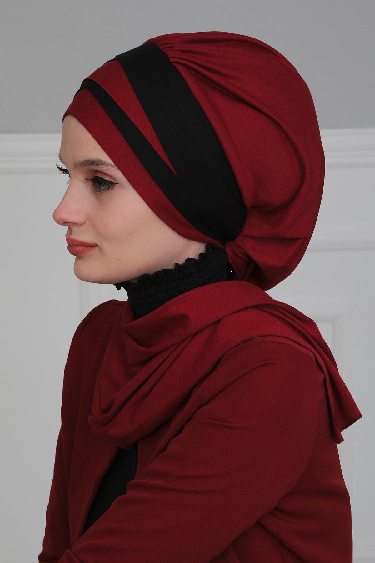 Çift Renkli Penye Hazır Türban,HT-80,HT-80