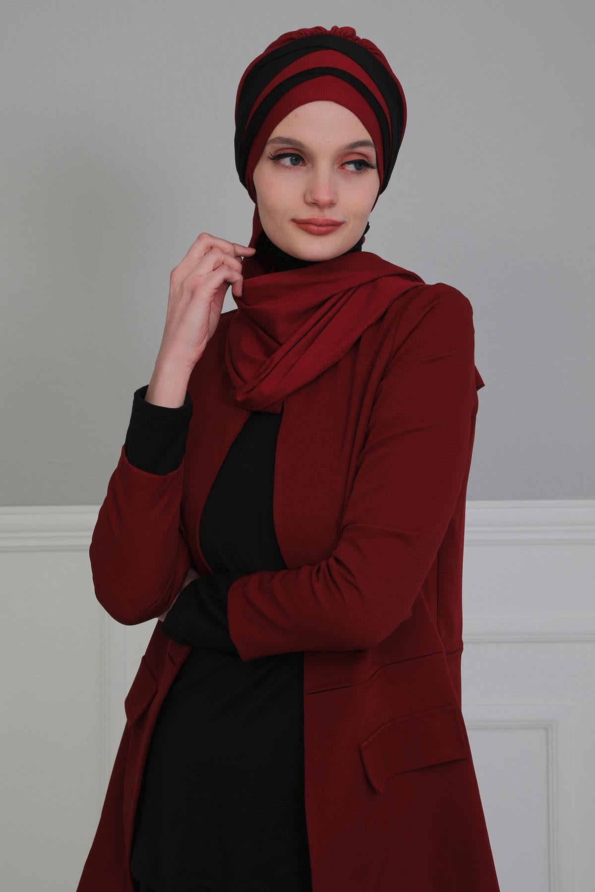 Çift Renkli Penye Hazır Türban,HT-80,HT-80