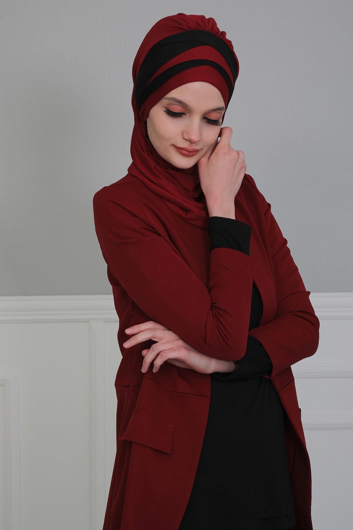 Çift Renkli Penye Hazır Türban,HT-80,HT-80