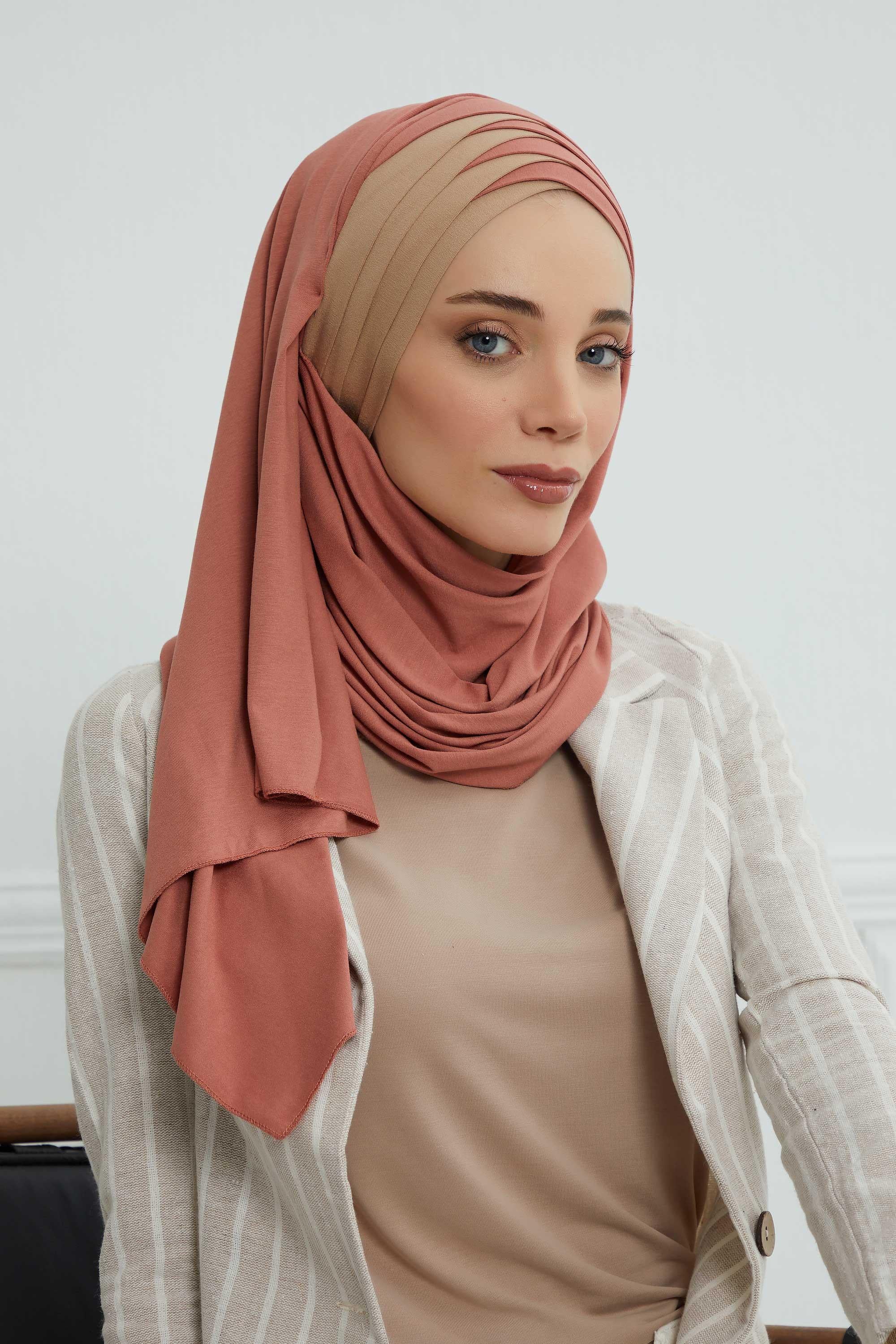 Çift Renkli Tak Çık Pratik Penye Şal,CPS-49,CPS-49