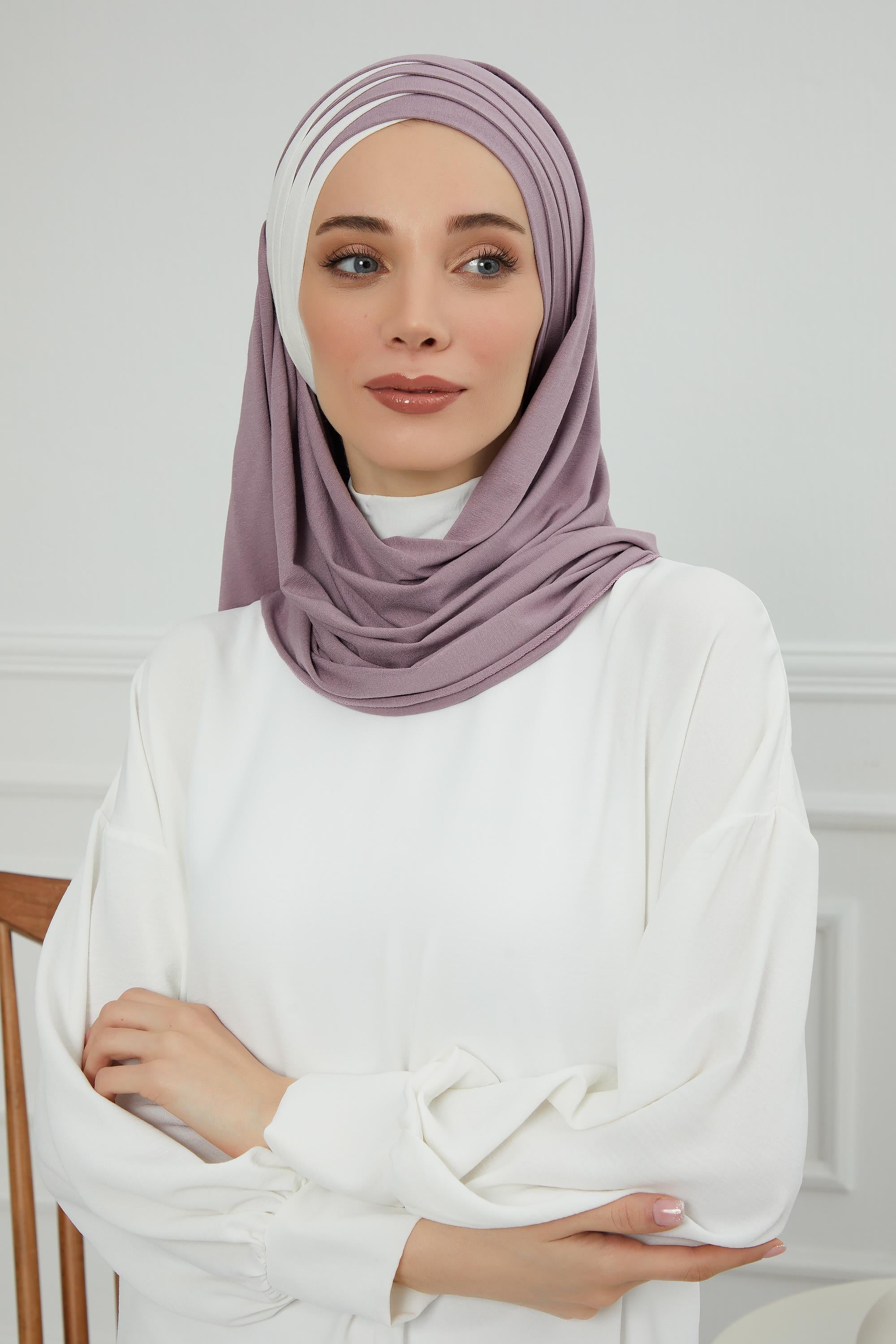 Çift Renkli Tak Çık Pratik Penye Şal,CPS-49,CPS-49