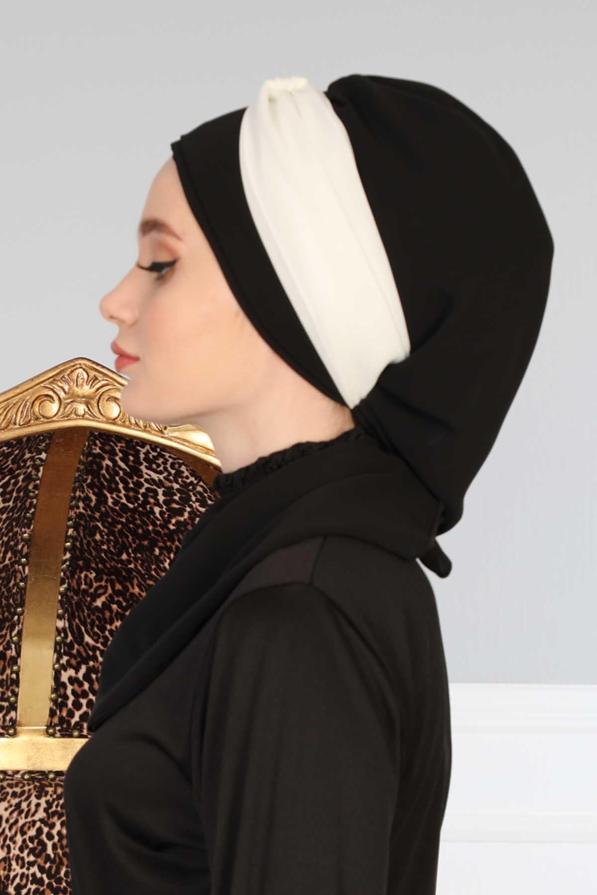 Çift Renkli Tasarım Şifon Hazır Türban,HT-46,HT-46