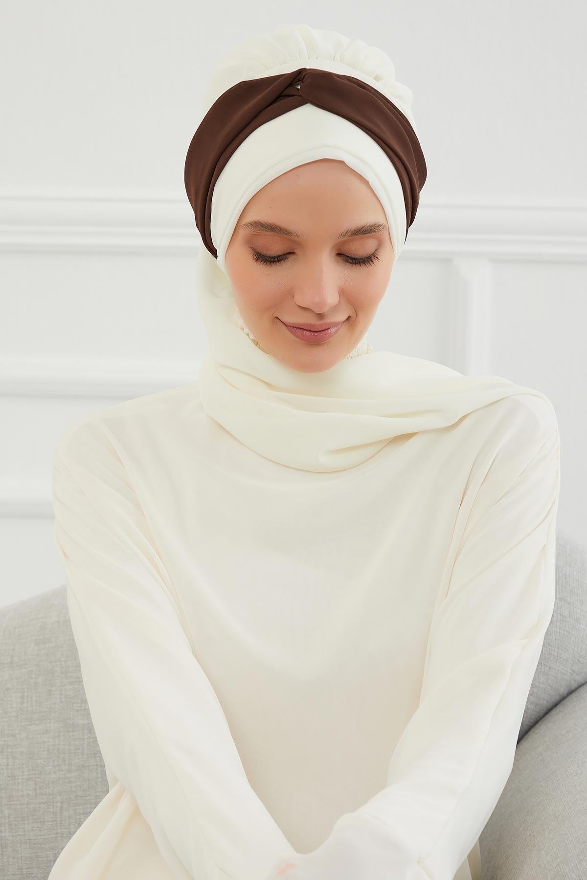 Çift Renkli Tasarım Şifon Hazır Türban,HT-46,HT-46