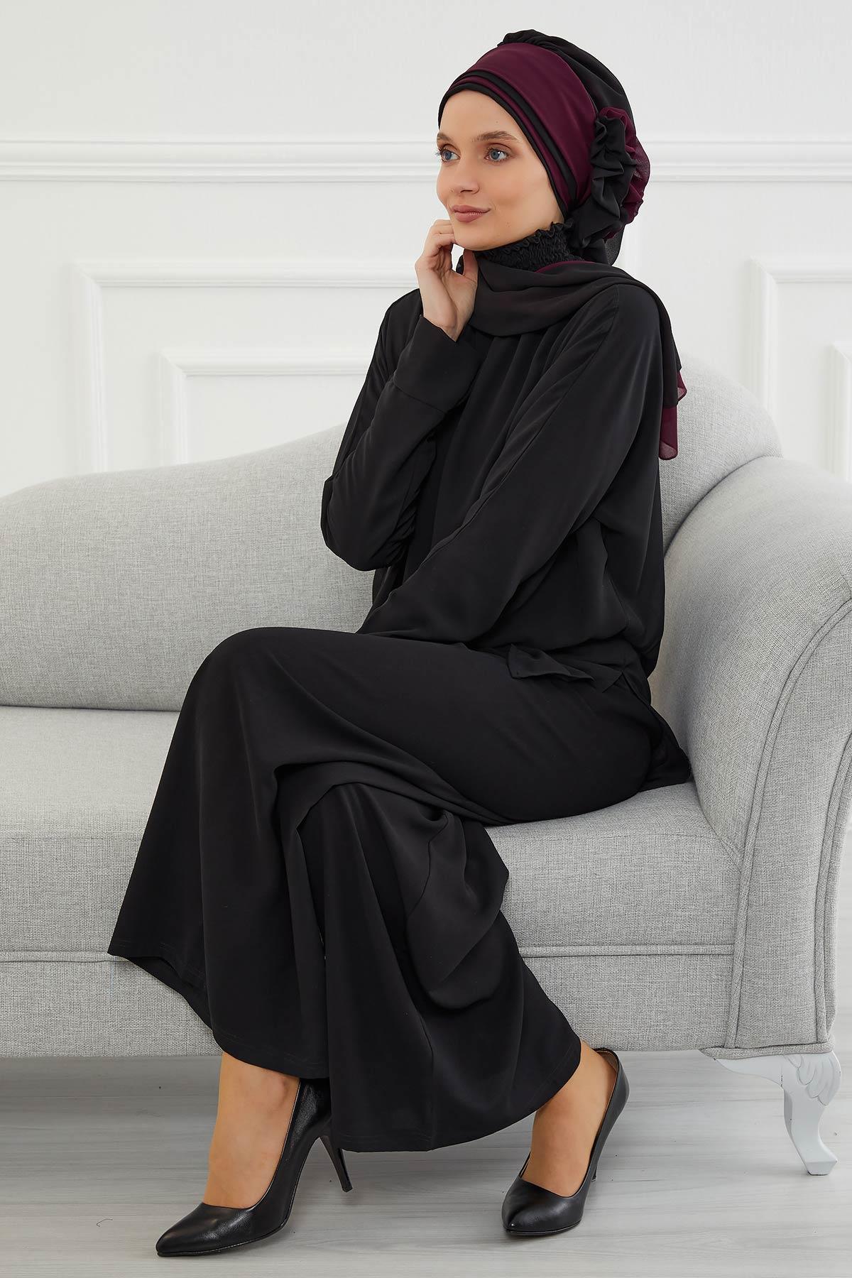 Çift Renkli Tasarım Şifon Hazır Türban,HT-86